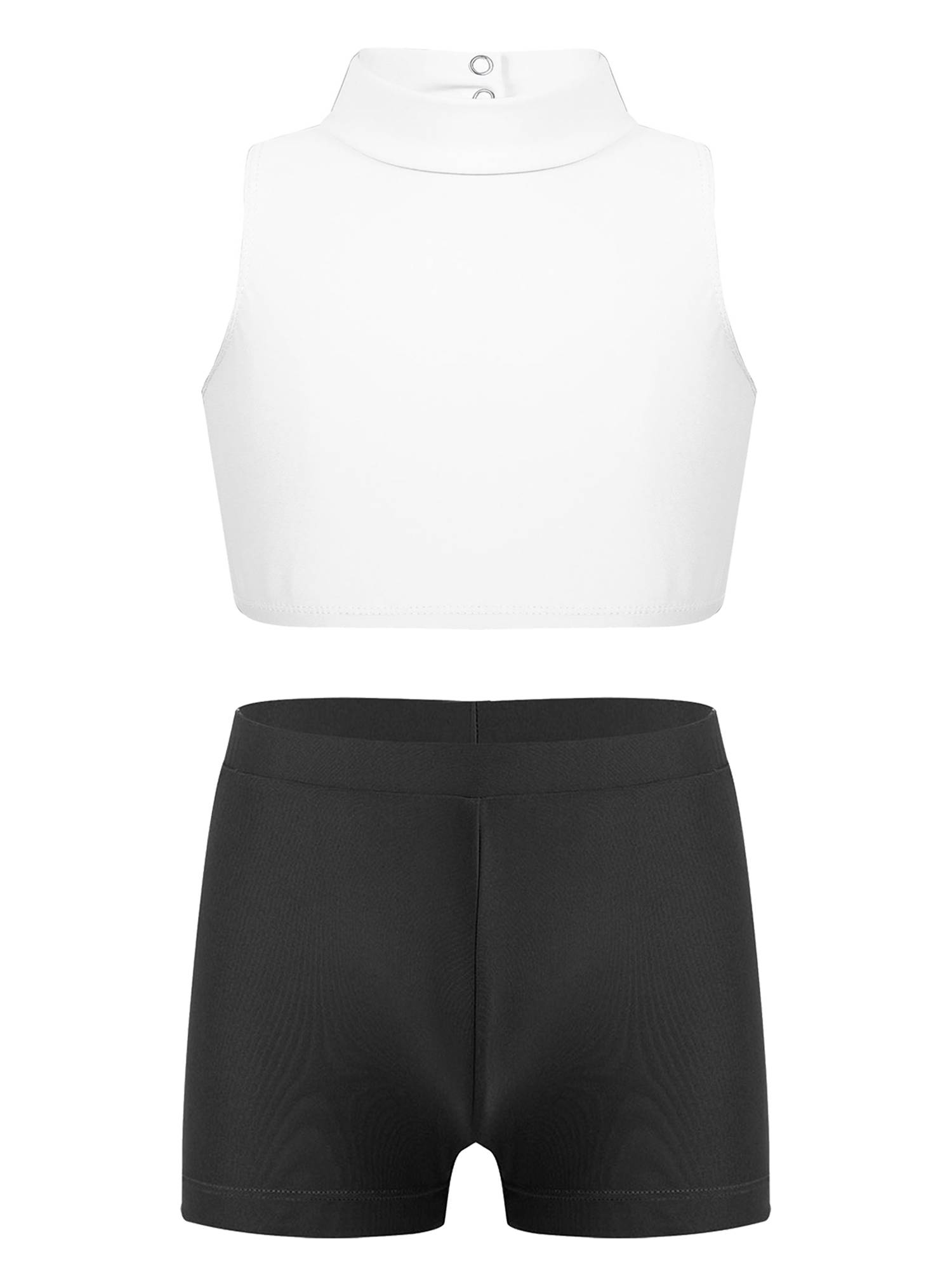 Kids Girls 2pcs Sleeveless Criss Cross Back Crop Top Swimsuit Set