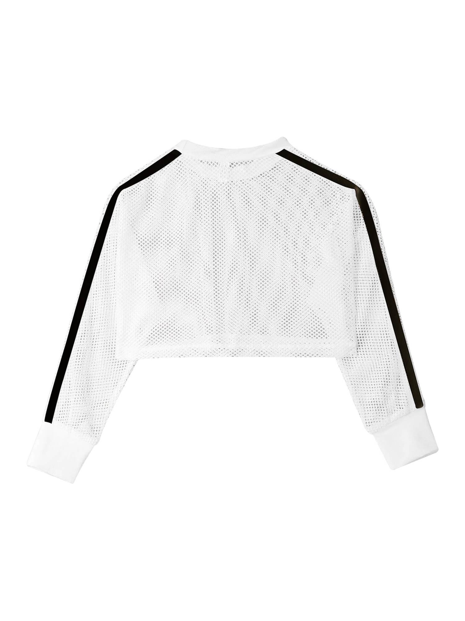 Kids Girls Long Sleeve Mesh Dance Crop Top
