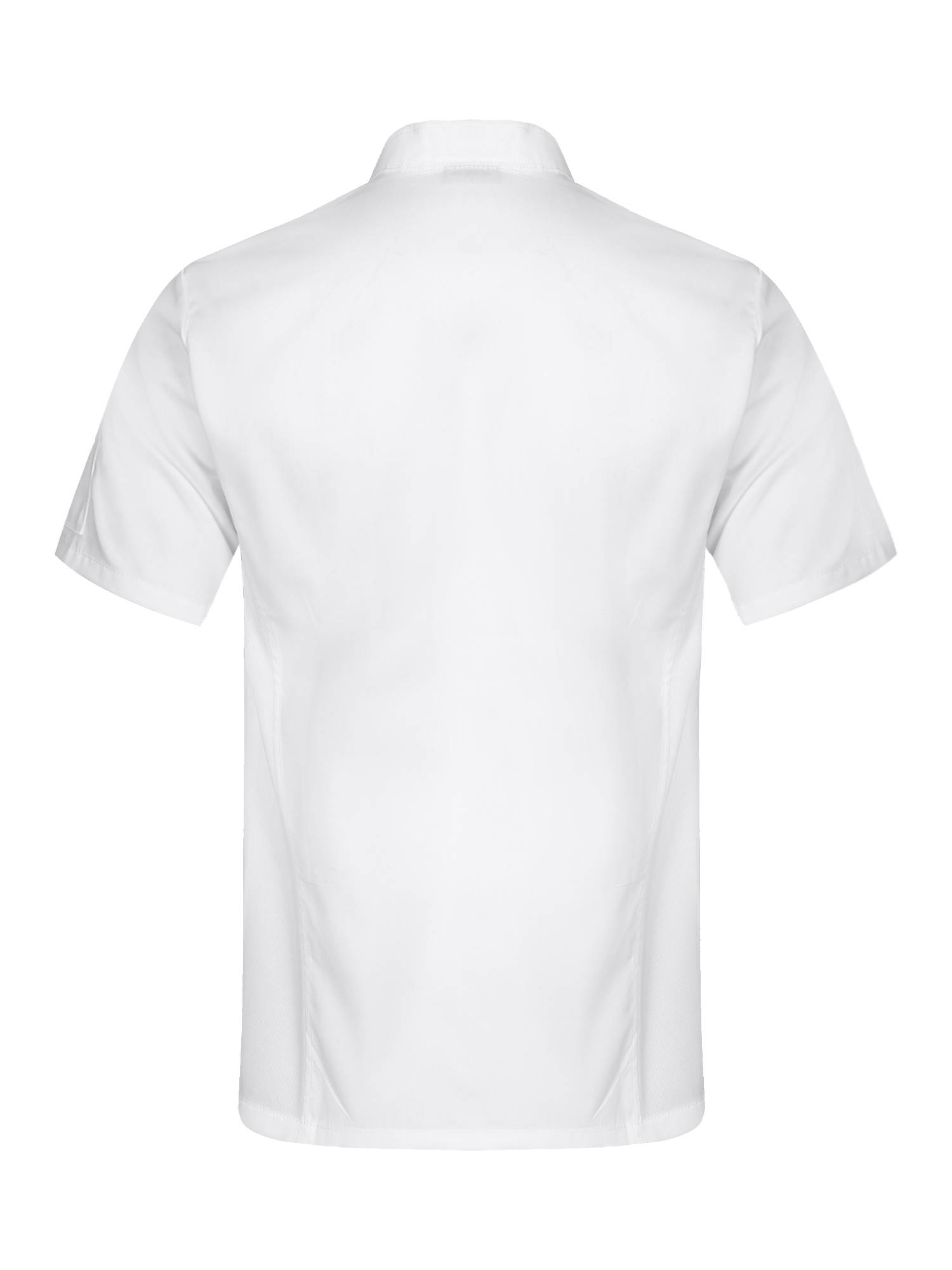 Men Stand Collar Short Sleeve Solid Color Chef Shirt