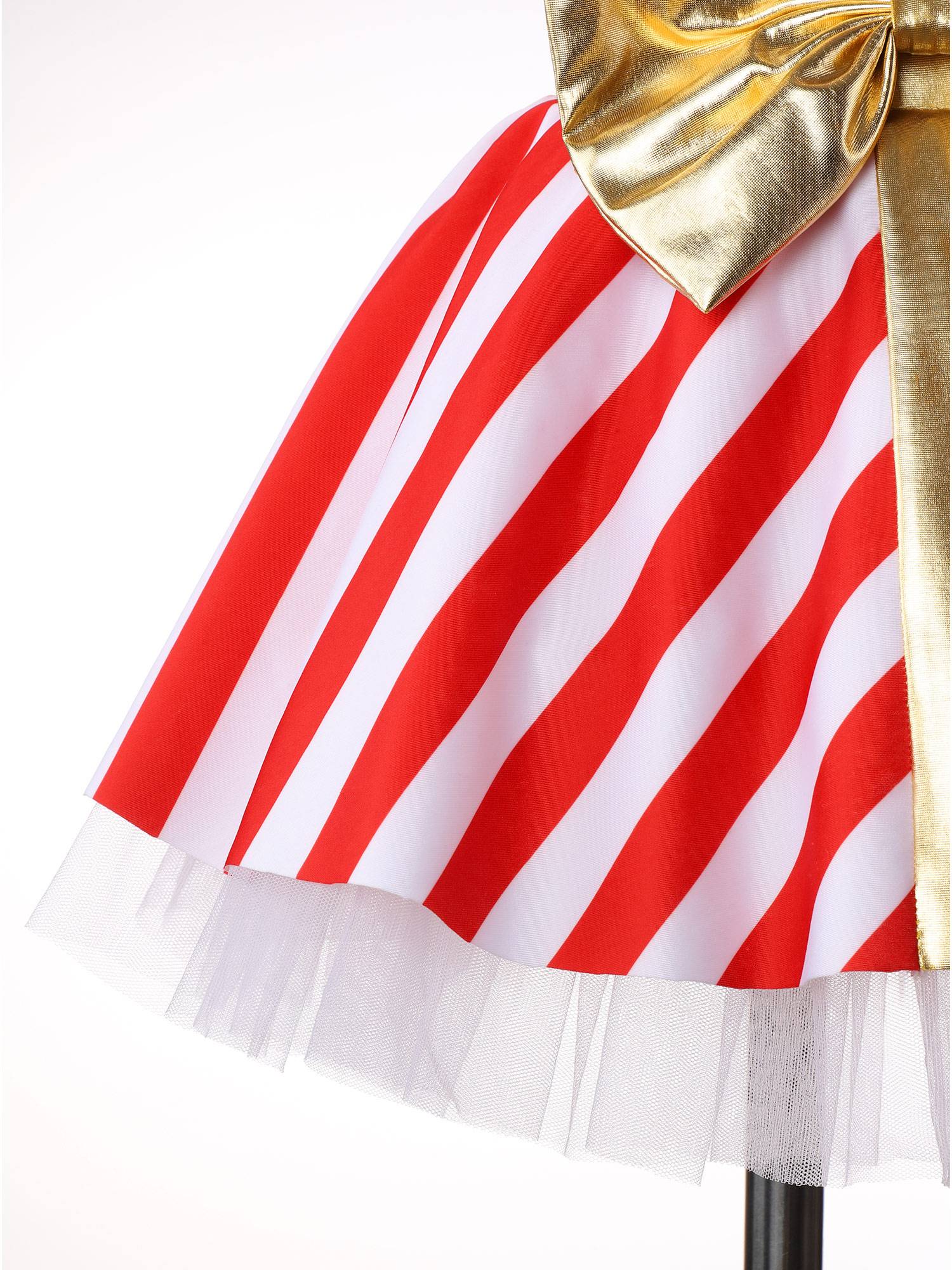 Kids Girls Christmas Sleeveless Stripe Santa Candy Cane Tutu Dress