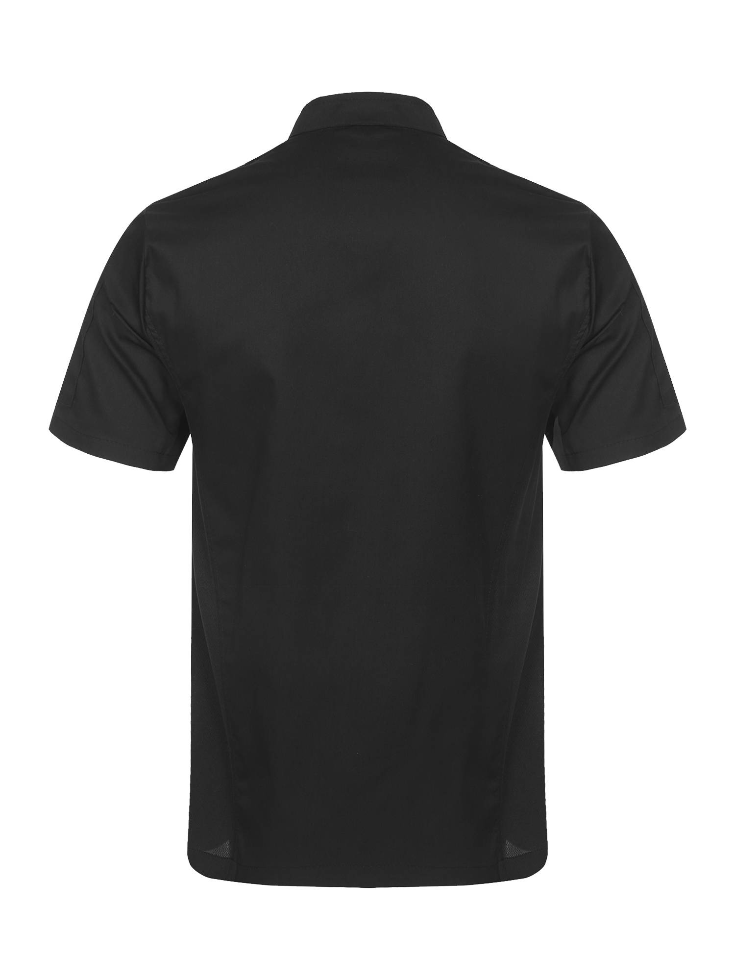 Men Stand Collar Short Sleeve Solid Color Chef Shirt