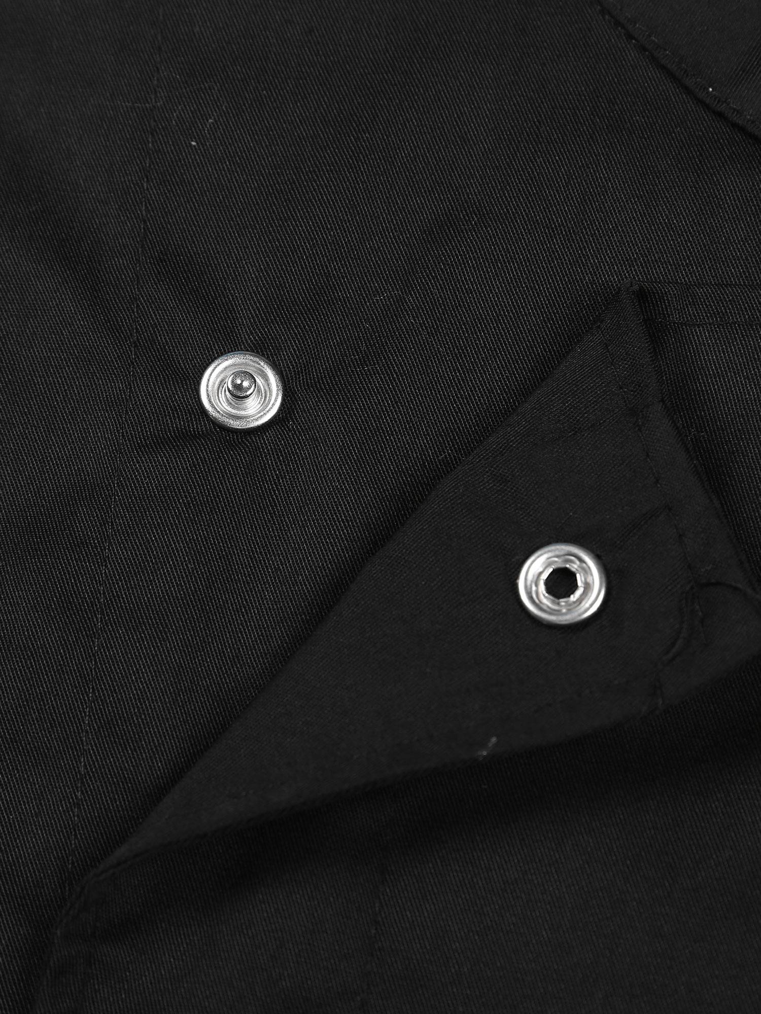 Men Stand Collar Short Sleeve Solid Color Chef Shirt