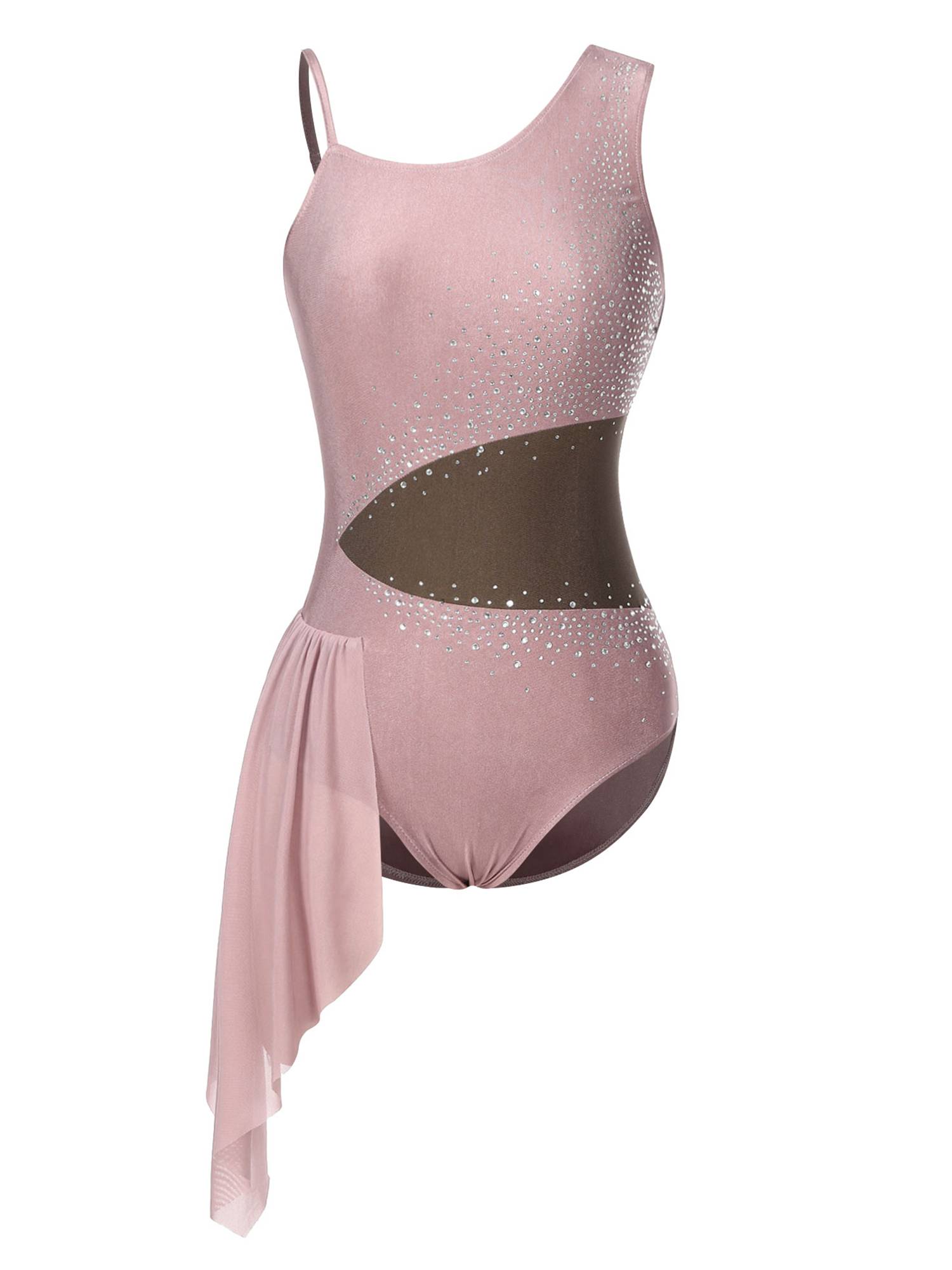 Women  Glittery Rhinestone Sleeveless Figure Skating Leotard