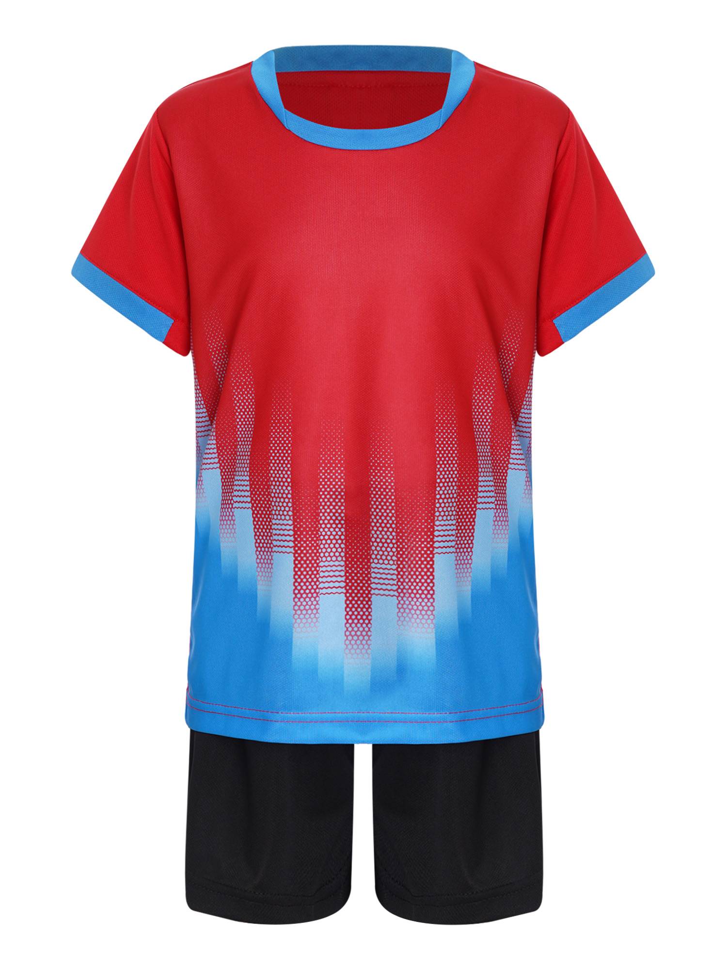 Kids Boys 2pcs Quick-Drying Short Sleeve T-shirt and Shorts Football Uniform