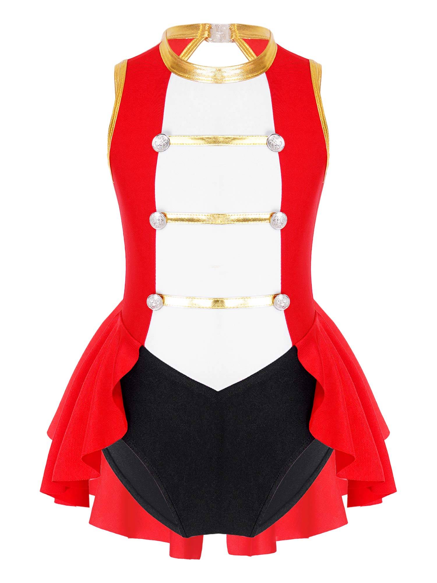 Kids Girls Sleeveless Magician Costume Leotard with Hat Set