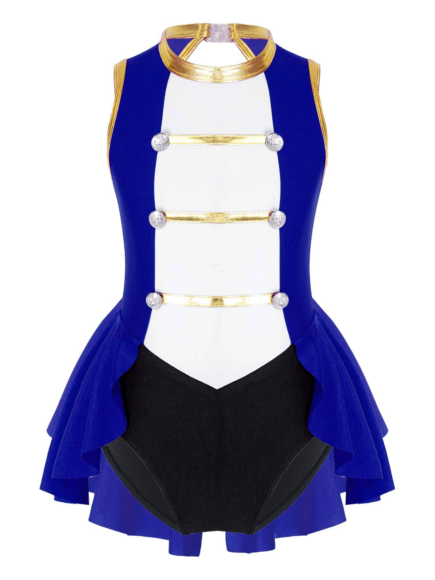 Kids Girls Sleeveless Magician Costume Leotard with Hat Set