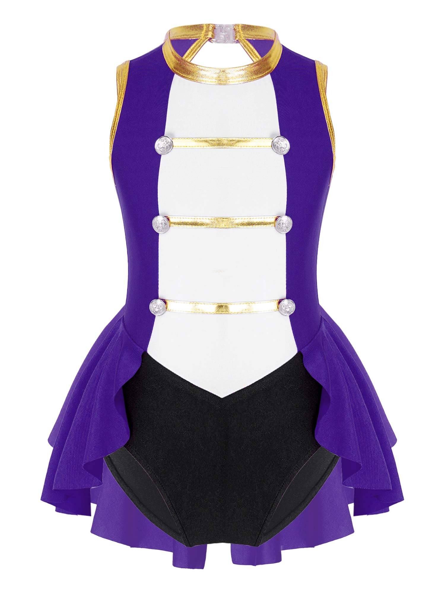 Kids Girls Sleeveless Magician Costume Leotard with Hat Set