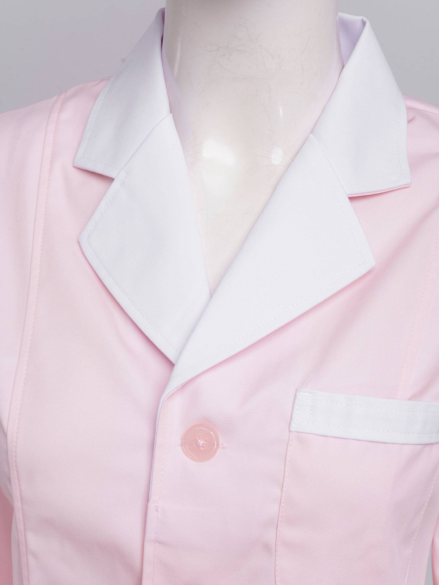 Women Long Sleeve Notch Lapel Front Buttons Nurse Pharmacist Costume Coat