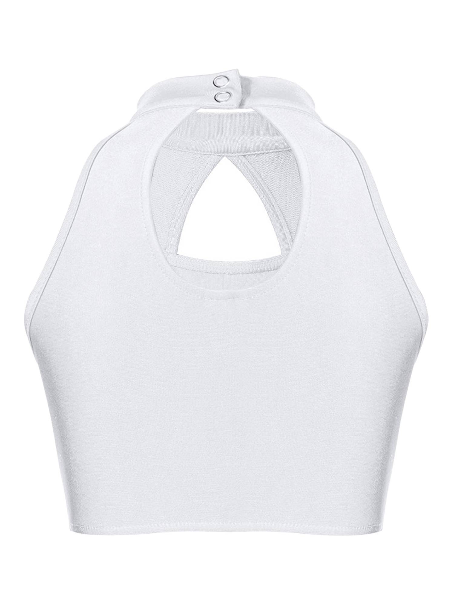 Kids Girls Two-Piece Dance Performance Outfits Hollow Front Keyhole Back Sequin