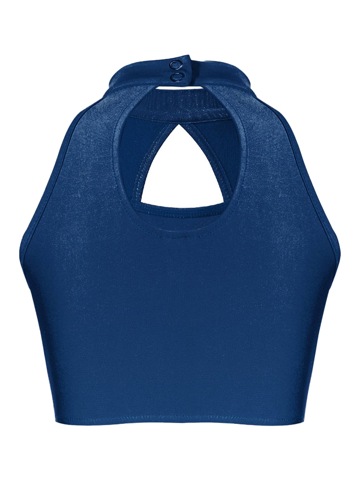 Kids Girls Two-Piece Dance Performance Outfits Hollow Front Keyhole Back Sequin