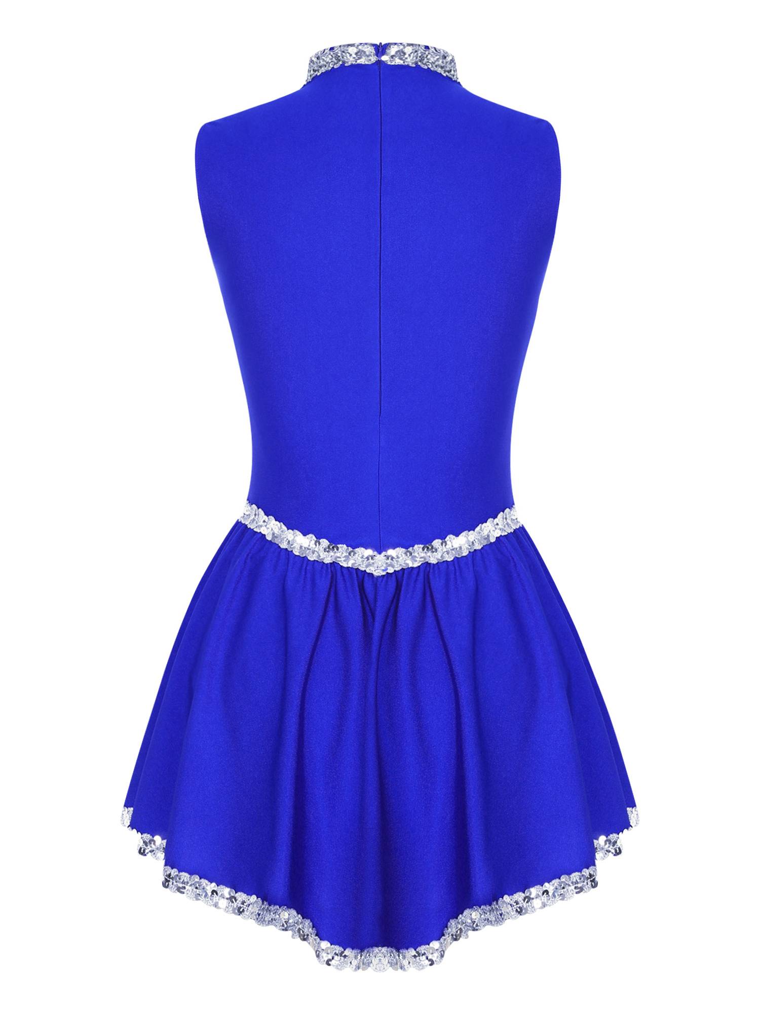 Women Sequin Sleeveless Figure Skating Dress