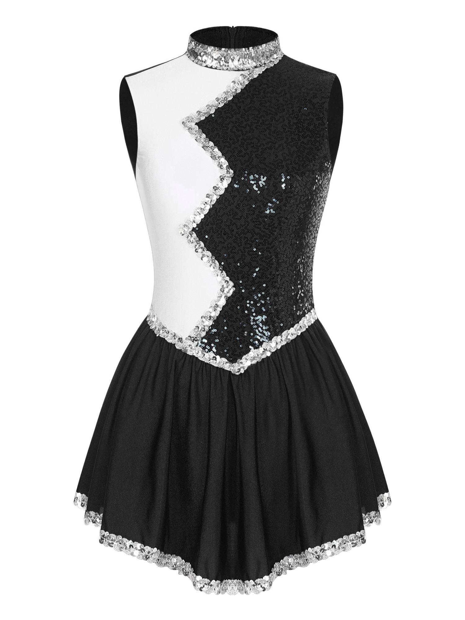 Women Sequin Sleeveless Figure Skating Dress