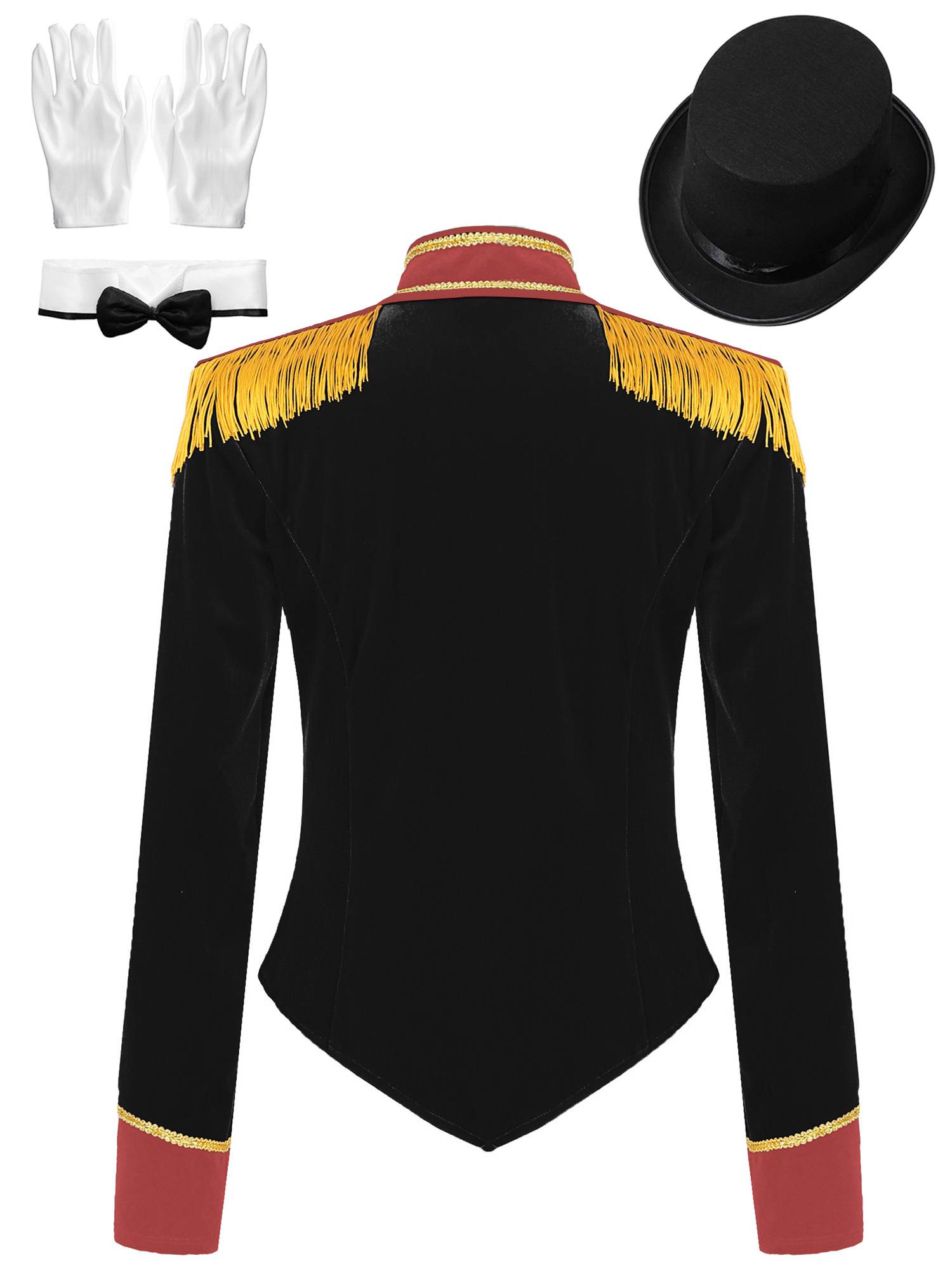 Women Long Sleeve Jacket Coat with Hat Circus Ringmaster Costume Set