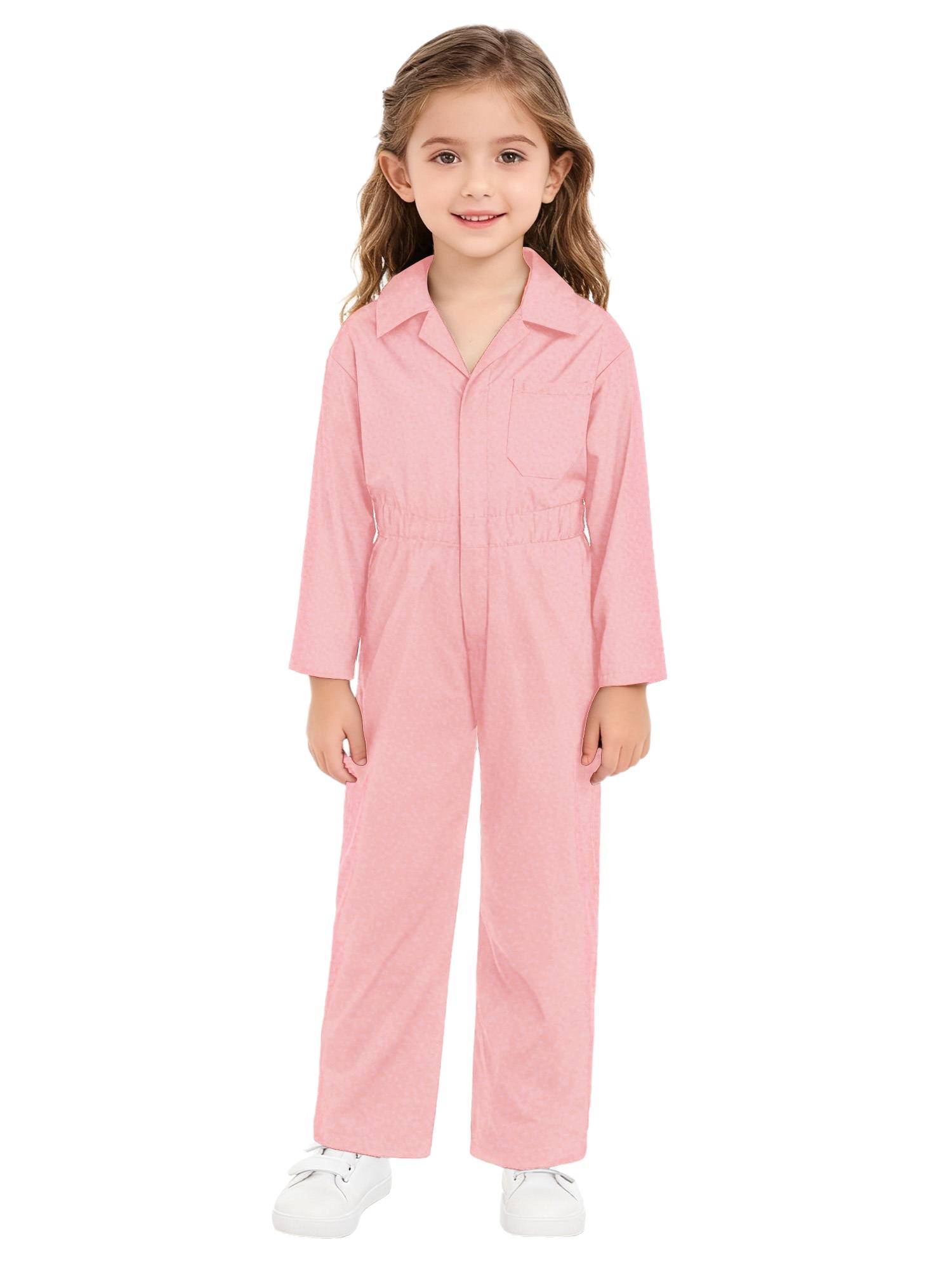 Kids Boys Long Sleeve Zipper Solid Color Coverall Casual Jumpsuit