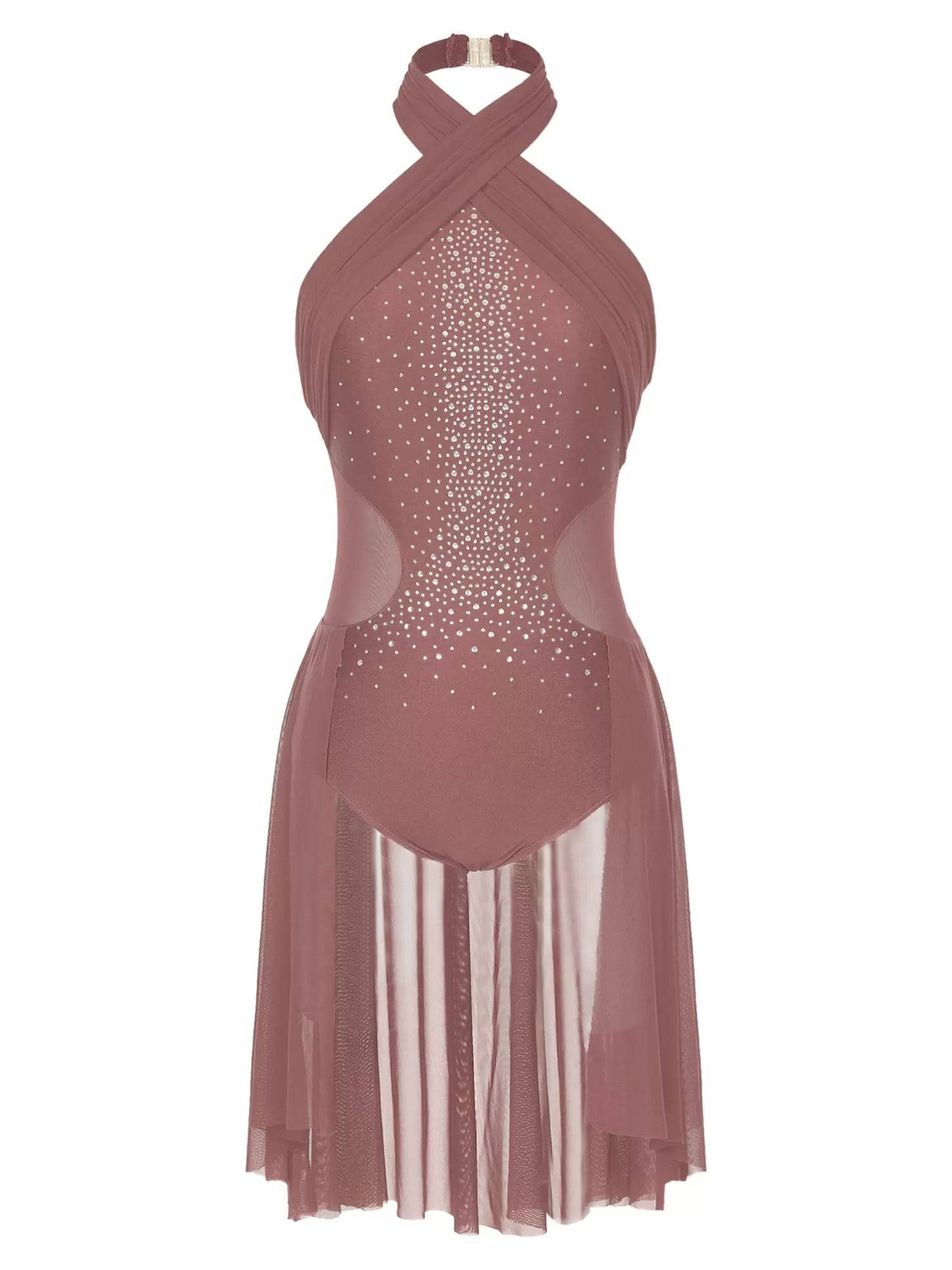 Women Backless Sleeveless Lyrical Dance Leotard Dresses