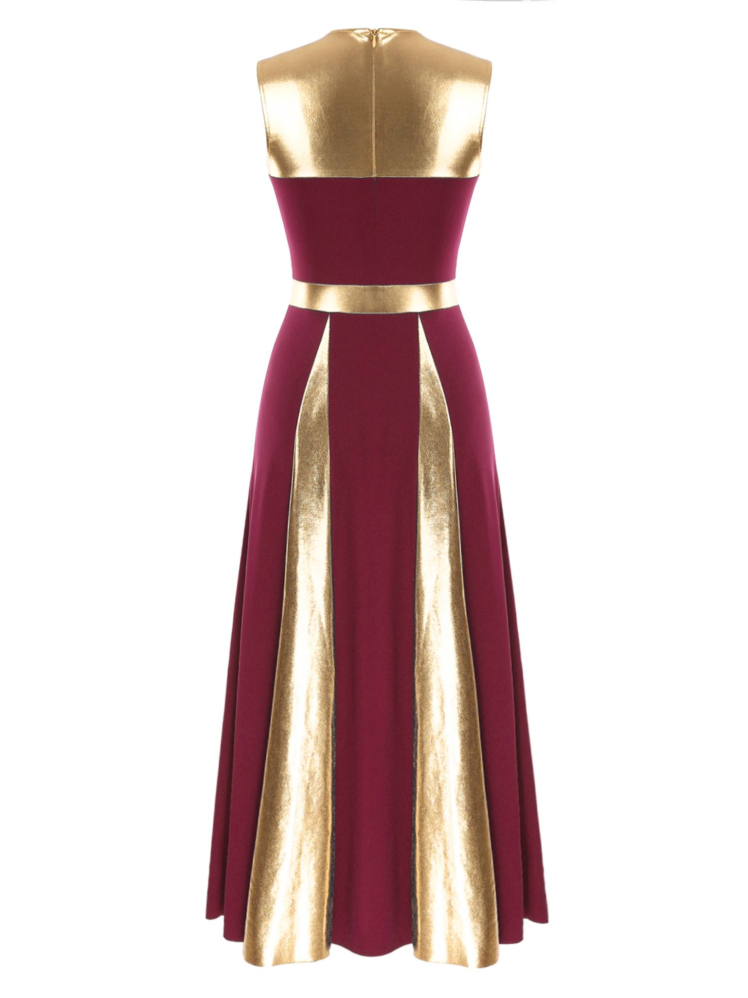 Women Sleeveless Color Block Church Worship Dance Dress(no white underdress)