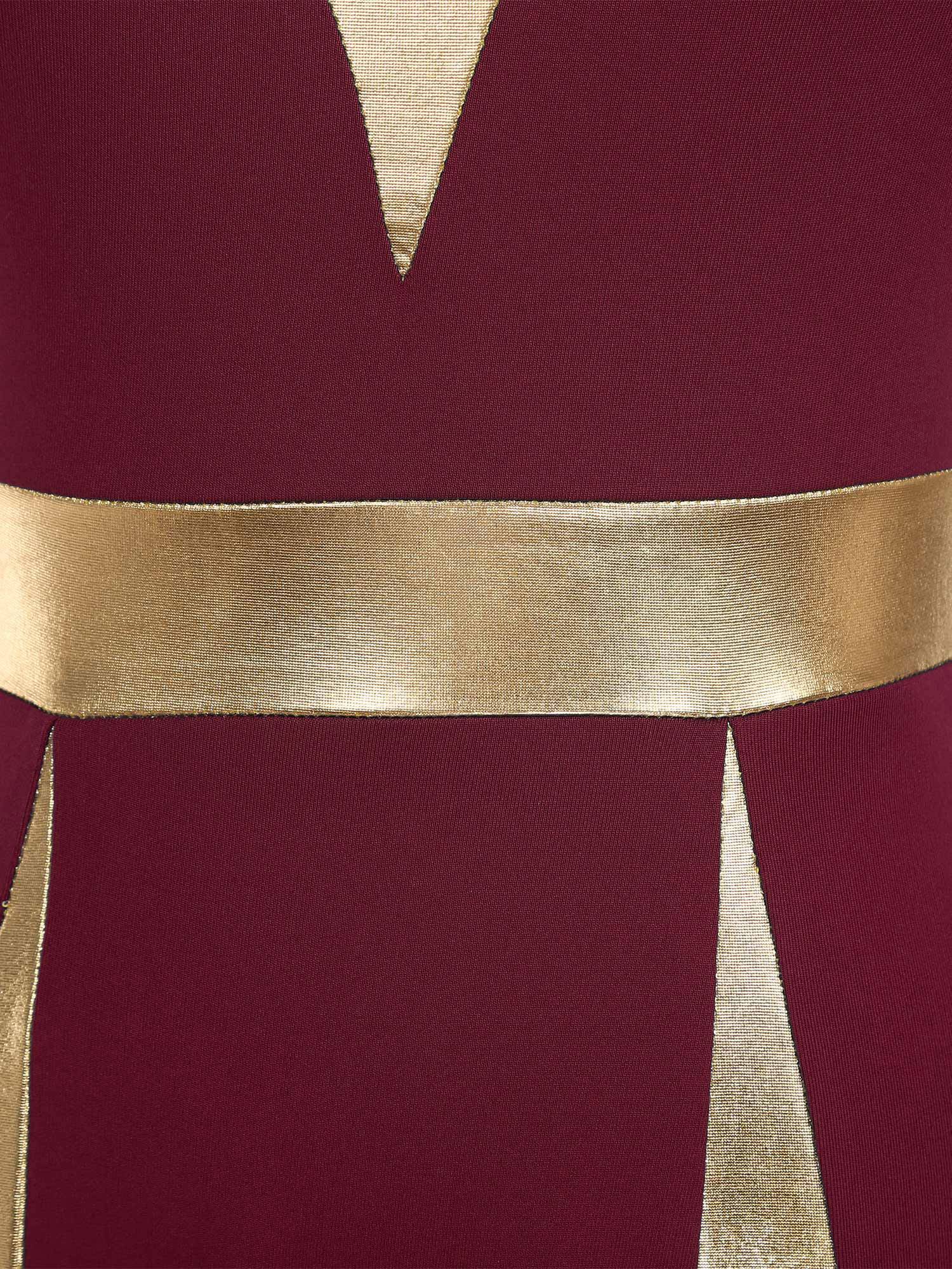 Women Sleeveless Color Block Church Worship Dance Dress(no white underdress)