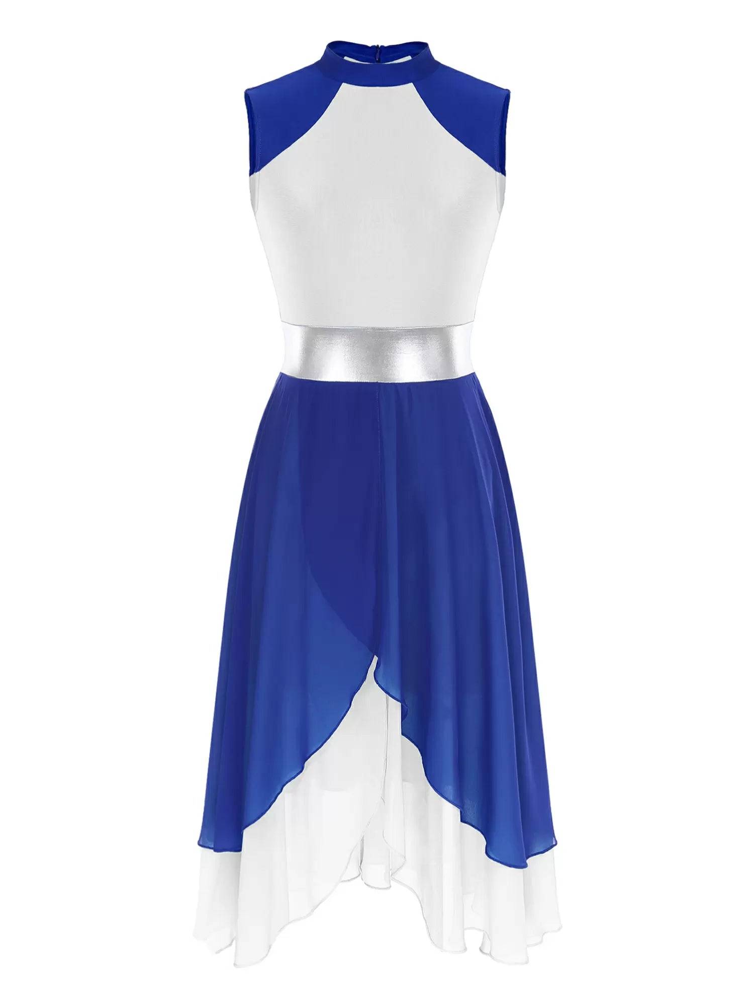 Women Color Block Sleeveless Worship Praise Dance Dress