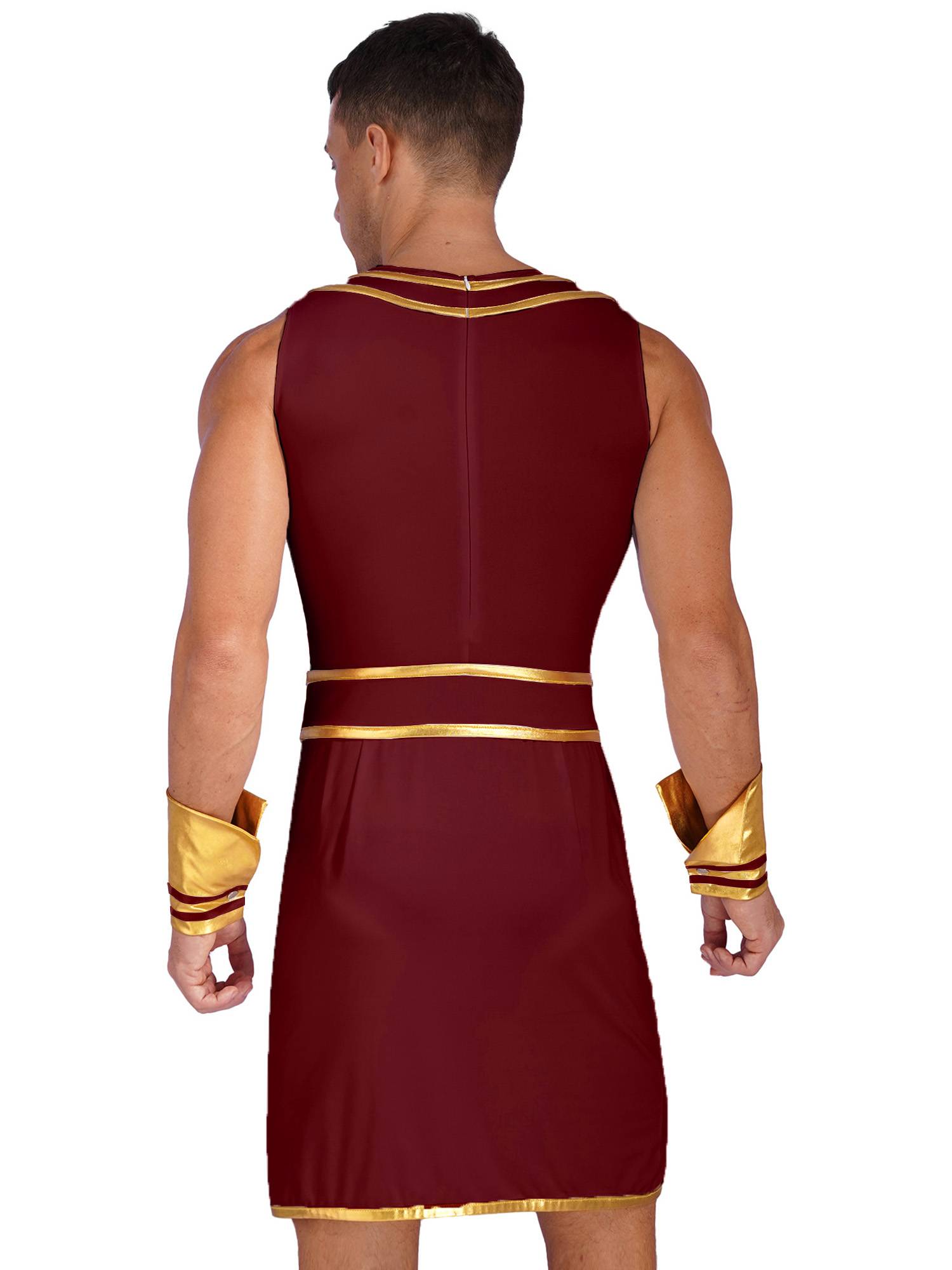 Men Ancient Egypt Halloween Costume Sleeveless Dress with Cuffs