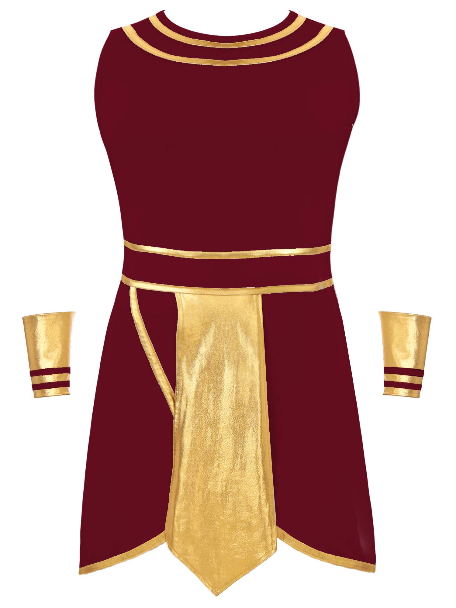 Men Ancient Egypt Halloween Costume Sleeveless Dress with Cuffs