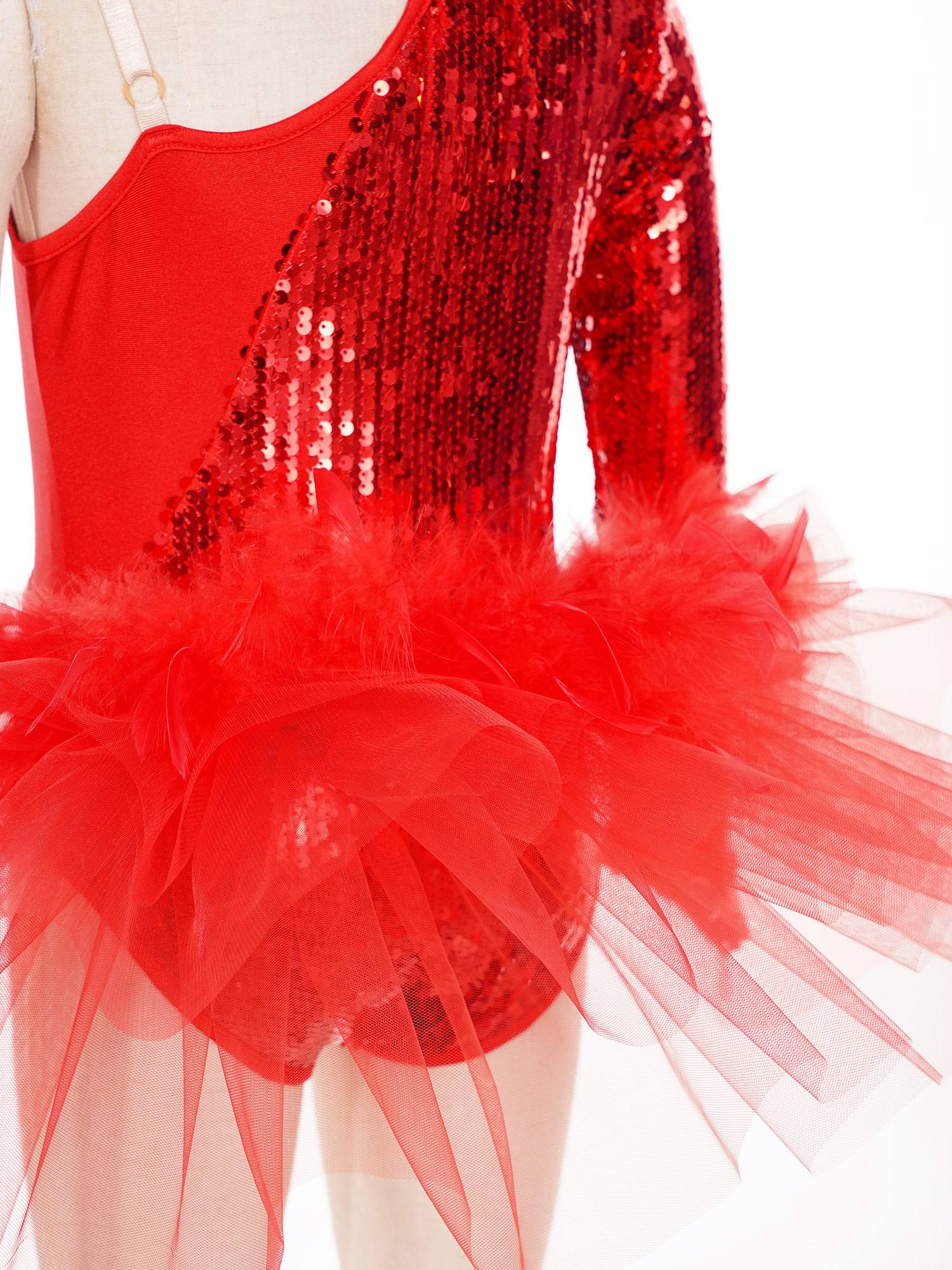 Kids Girls Sparkly Sequins Long Sleeve Jazz Dance Leotard