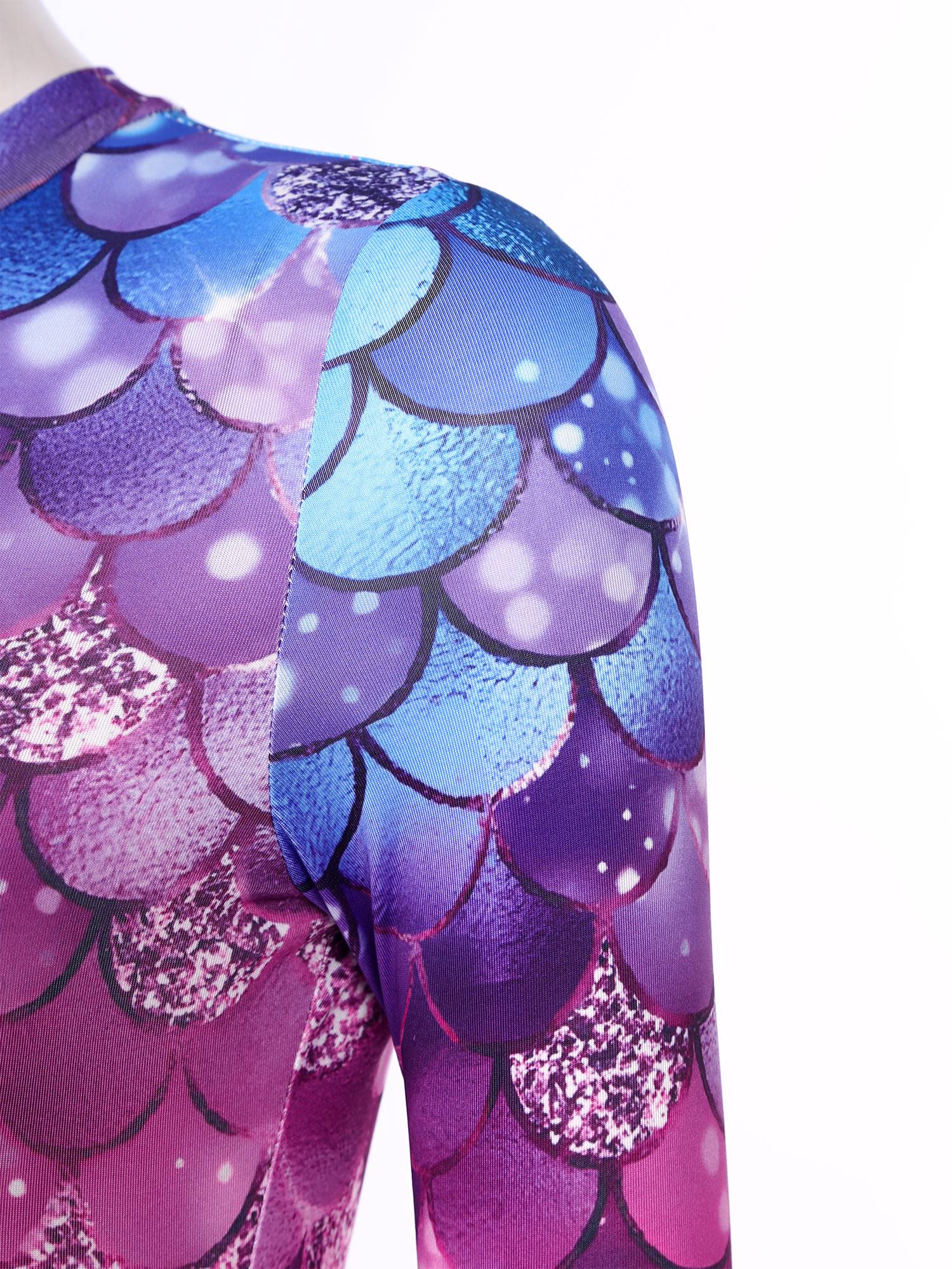 Women Long Sleeve Back Zipper Mermaid Cosplay Jumpsuit