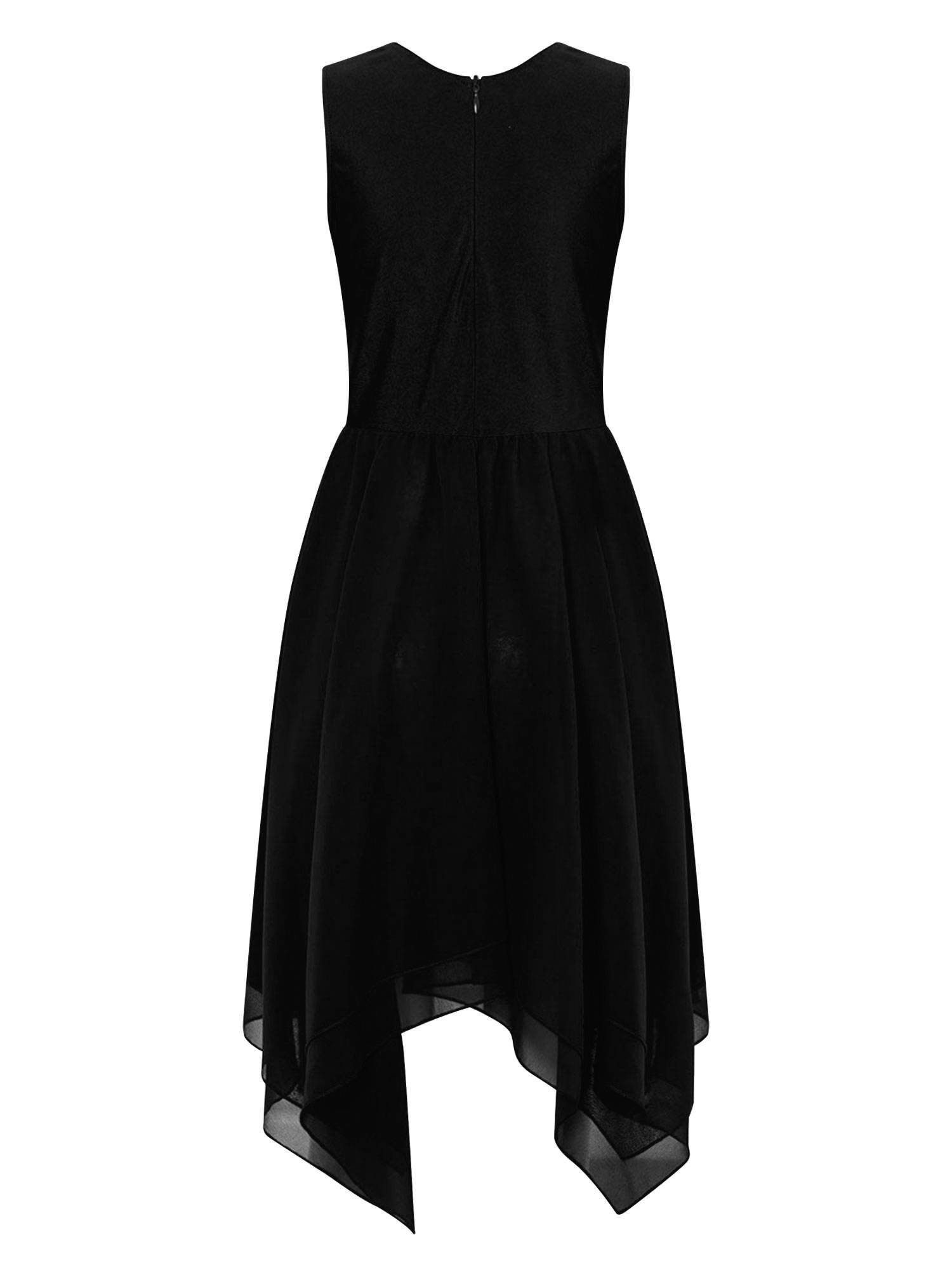 Kids Girls Sleeveless Metallic Asymmetrical Praise Dance Dress Tunic