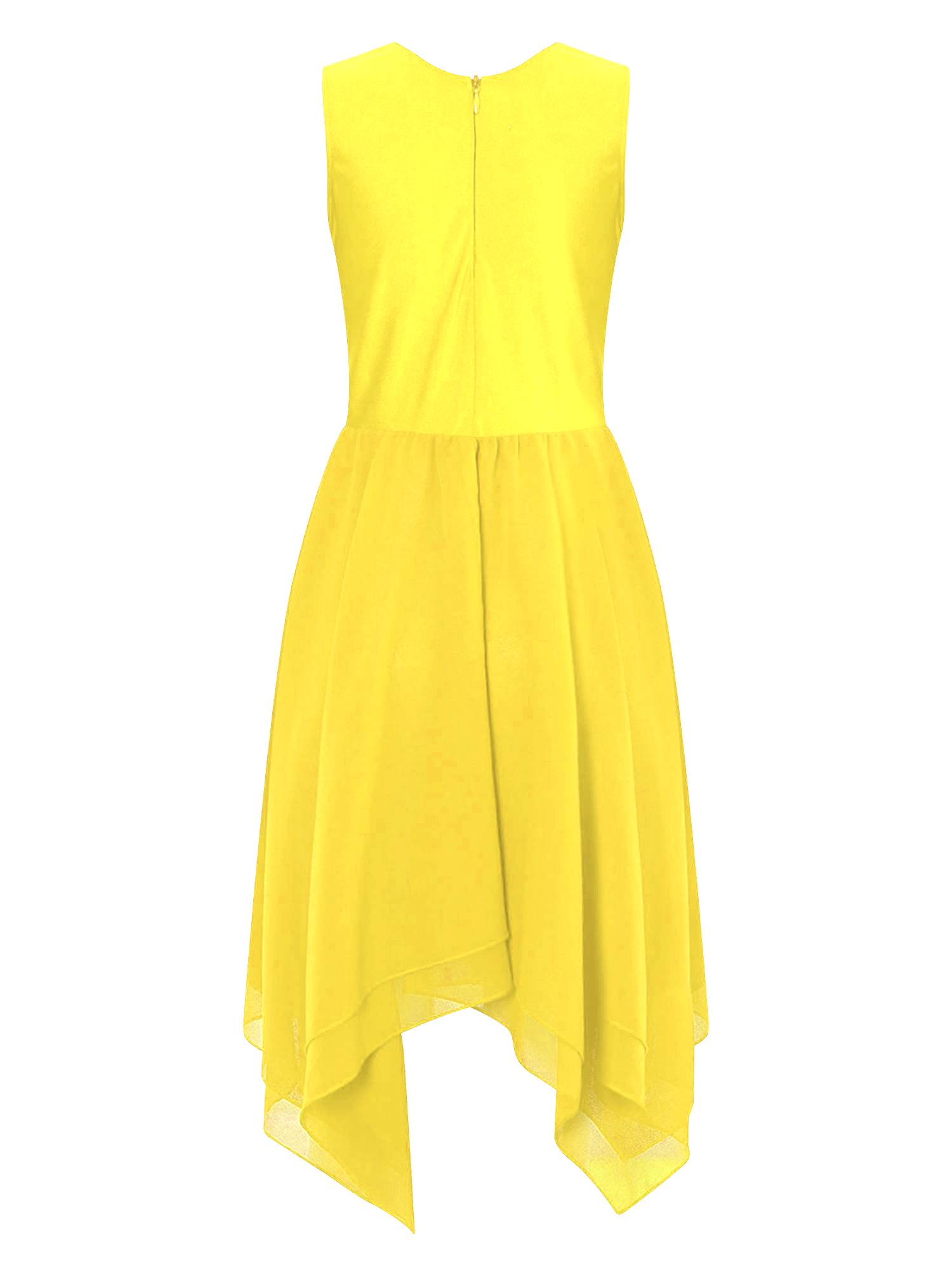 Kids Girls Sleeveless Metallic Asymmetrical Praise Dance Dress Tunic