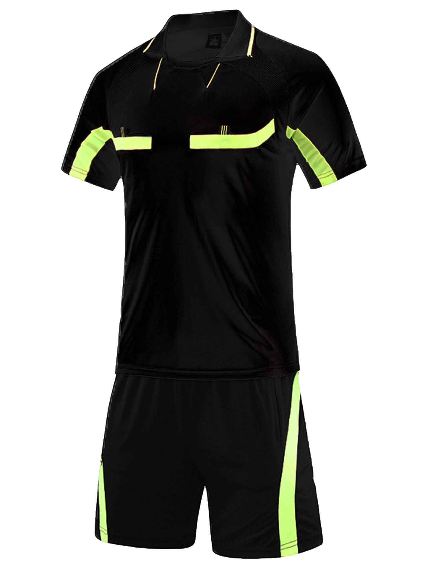 Men 2pcs Short Sleeve T-shirt and Shorts Soccer Referee Set
