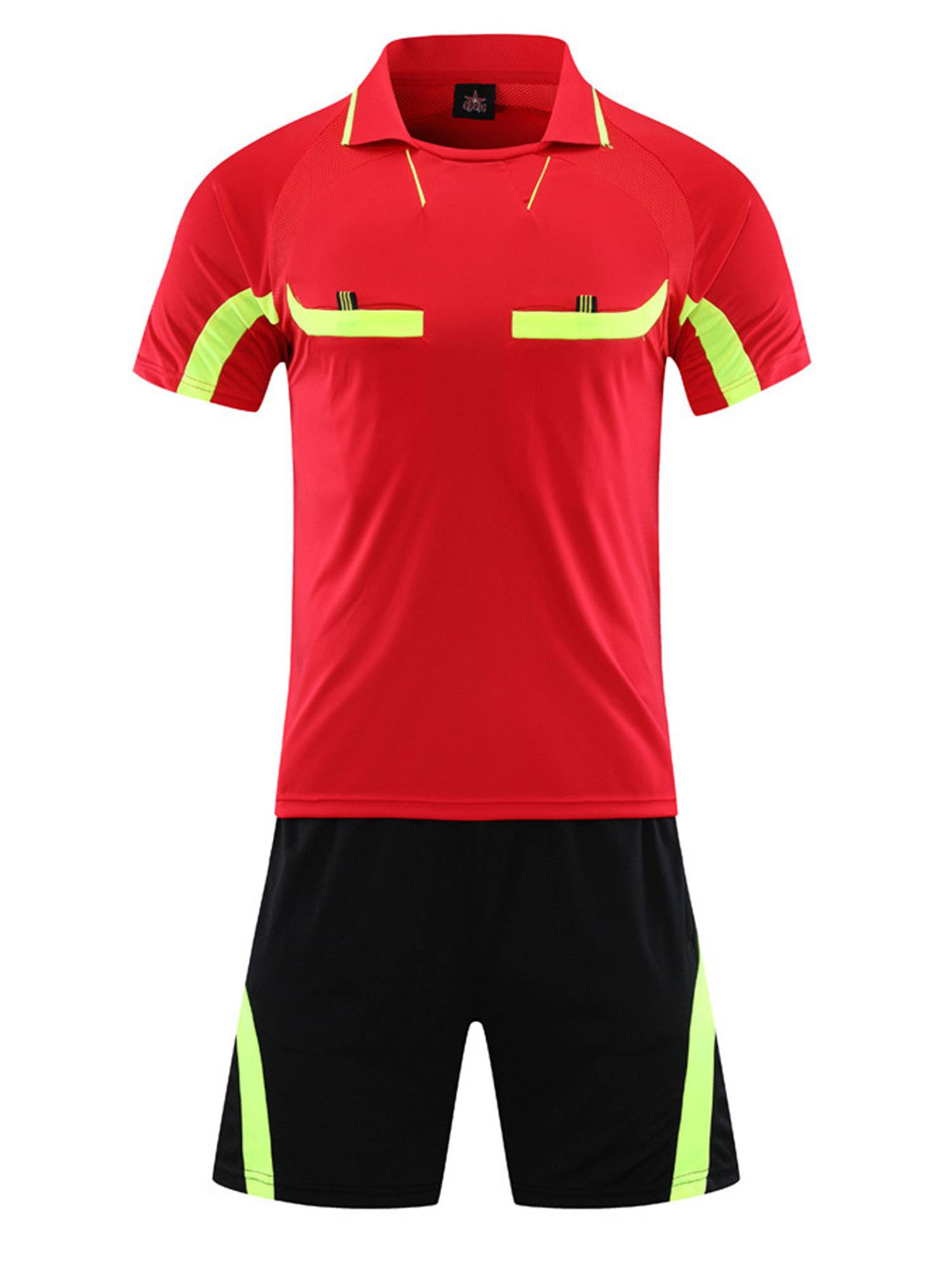 Men 2pcs Short Sleeve T-shirt and Shorts Soccer Referee Set