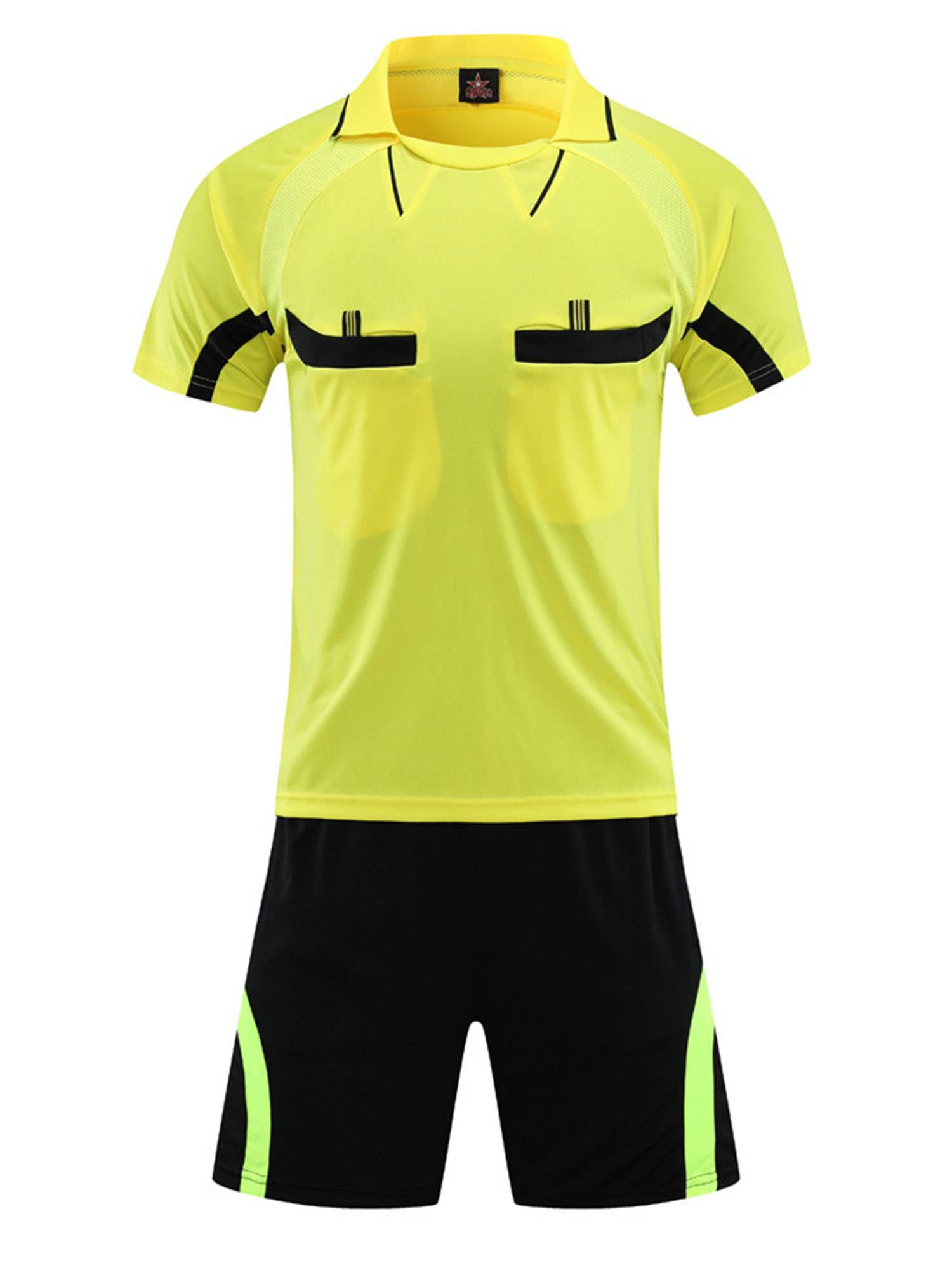 Men 2pcs Short Sleeve T-shirt and Shorts Soccer Referee Set