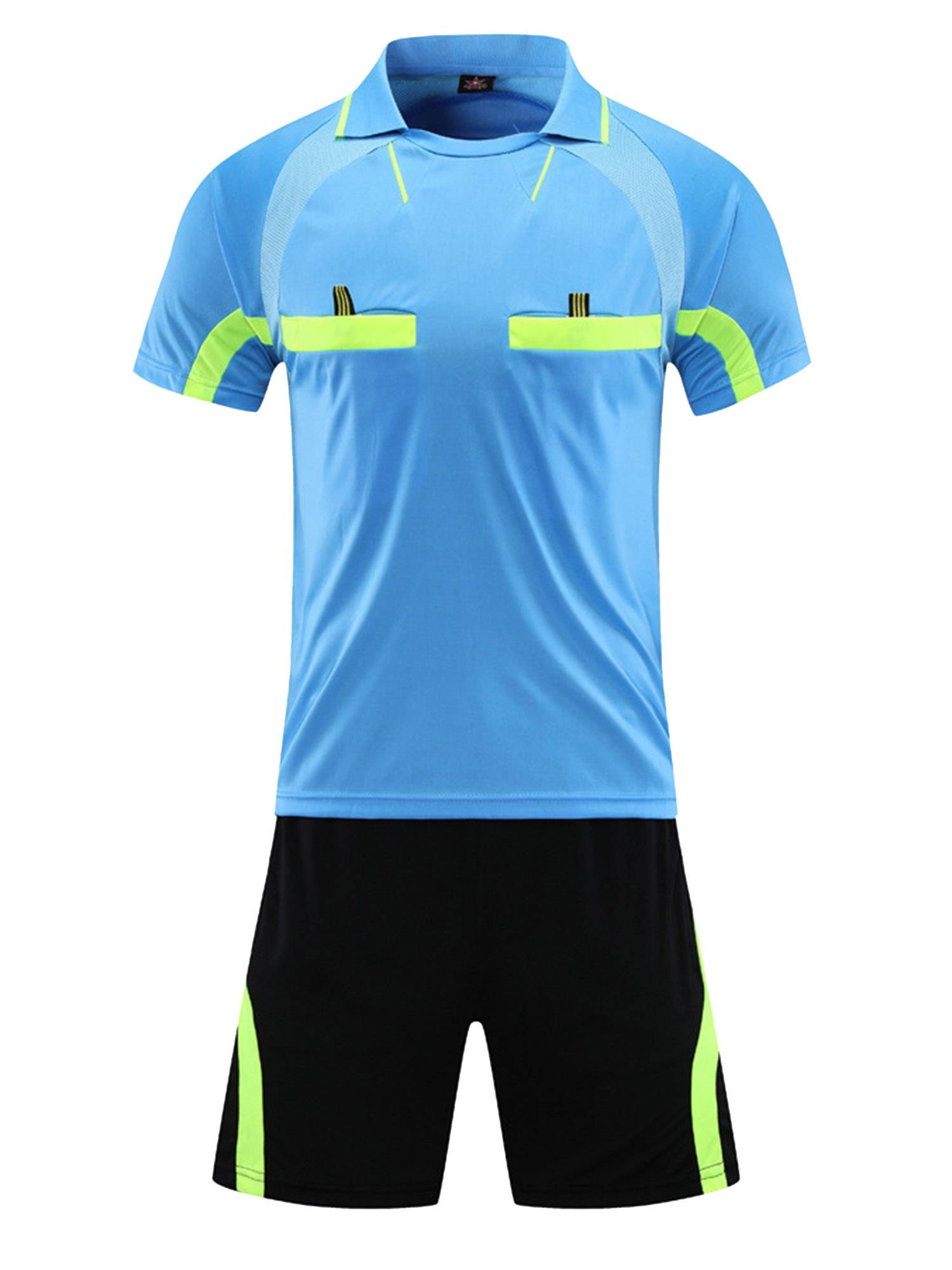 Men 2pcs Short Sleeve T-shirt and Shorts Soccer Referee Set