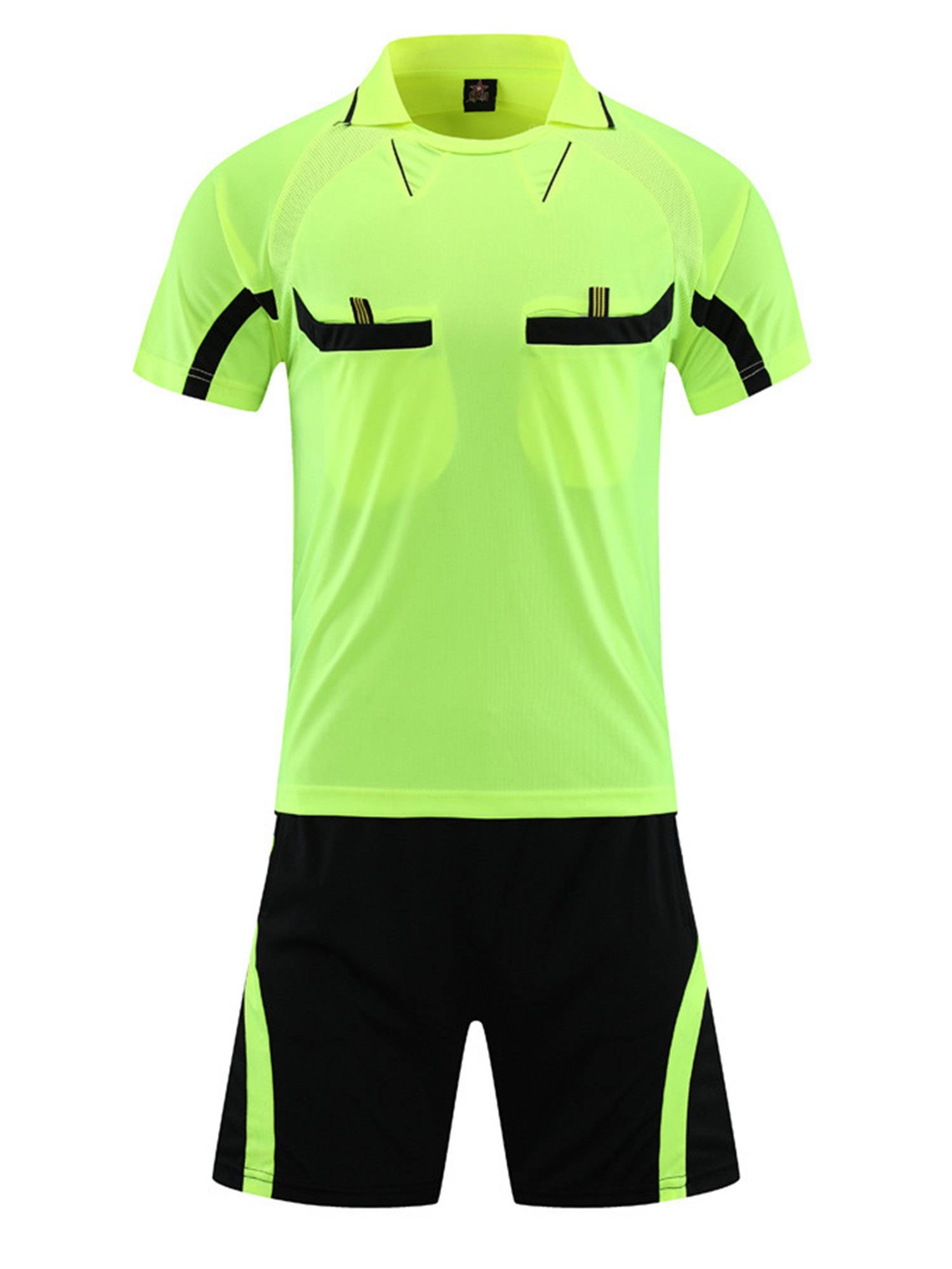Men 2pcs Short Sleeve T-shirt and Shorts Soccer Referee Set