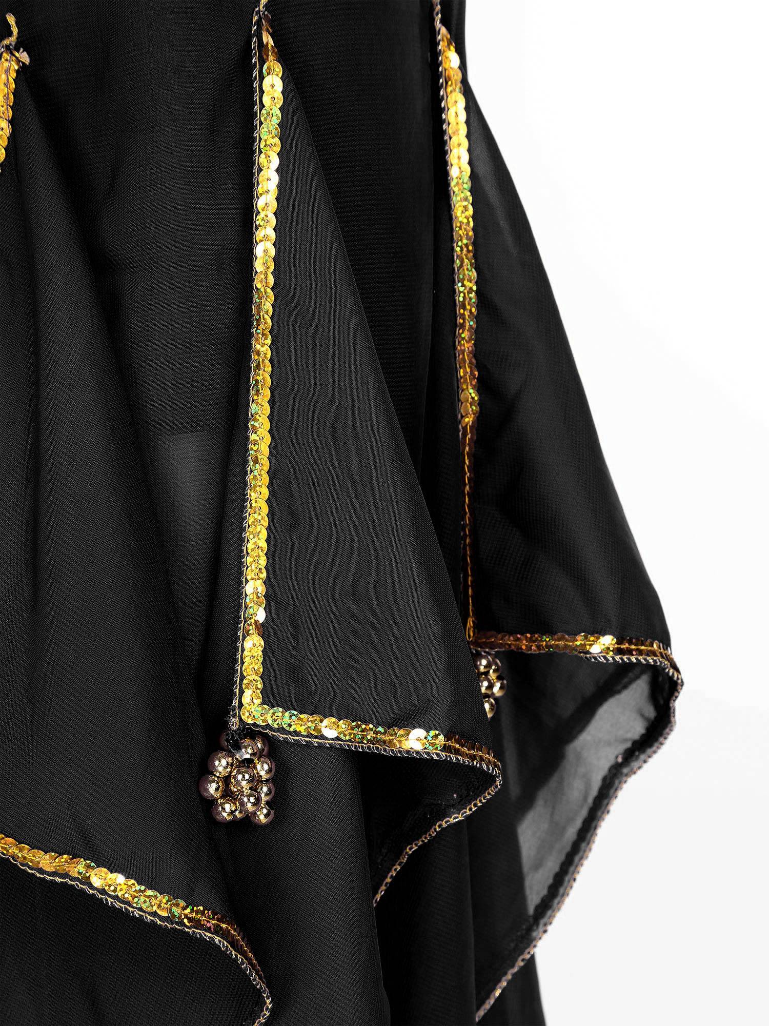 Women Sequin Ruffles Beaded Chiffon Belly Dance Pants