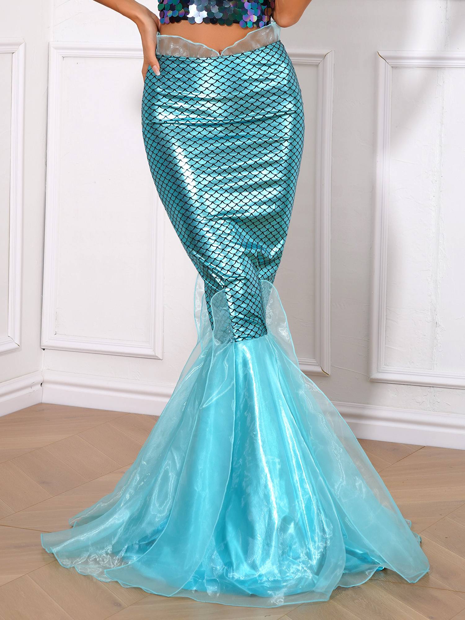 Women Cascading Tulle Mermaid Maxi Skirt