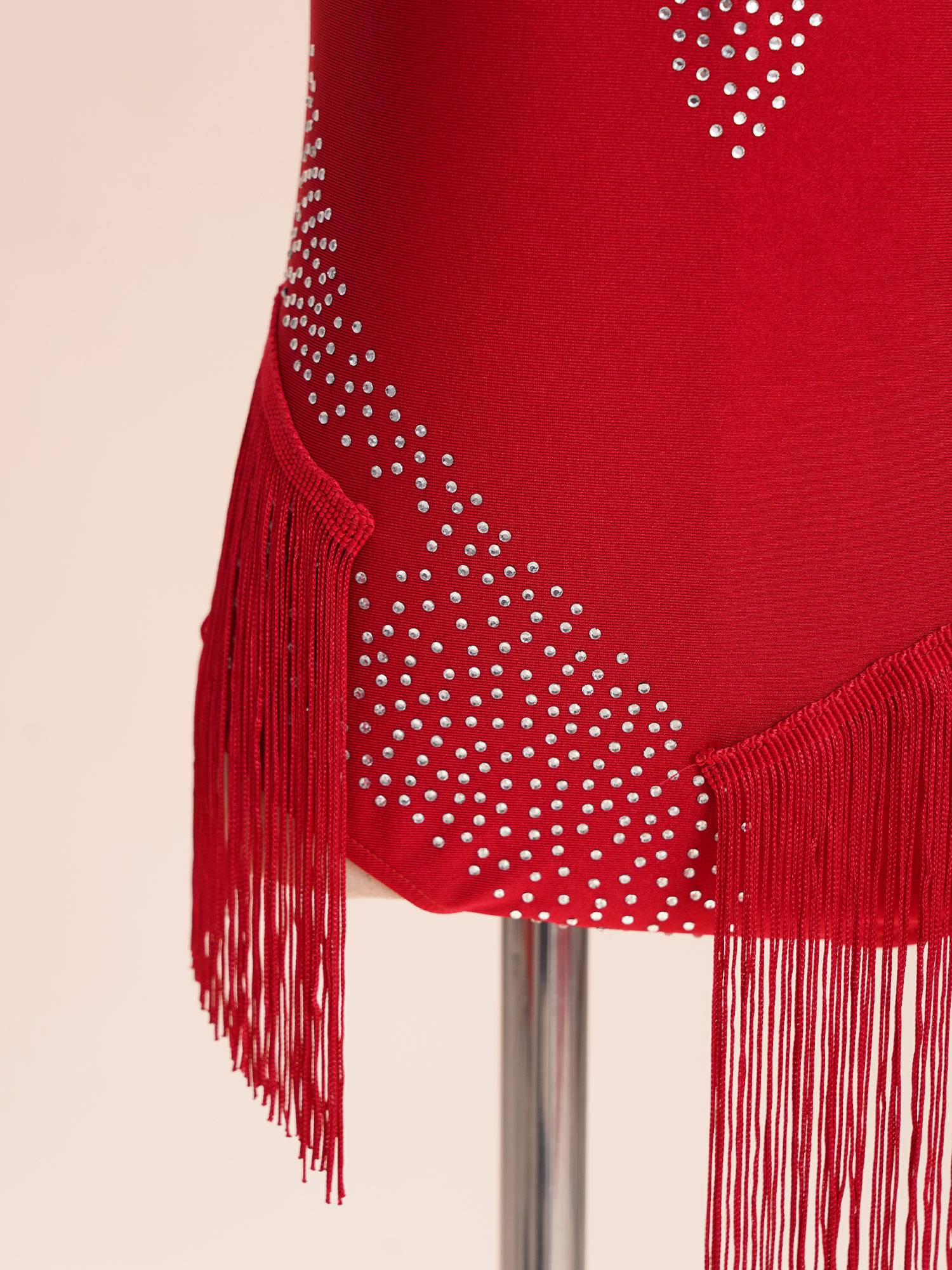 Kids Girls Sleeveless Rhinestones Tassel Rhythmic Gymnastics Leotard