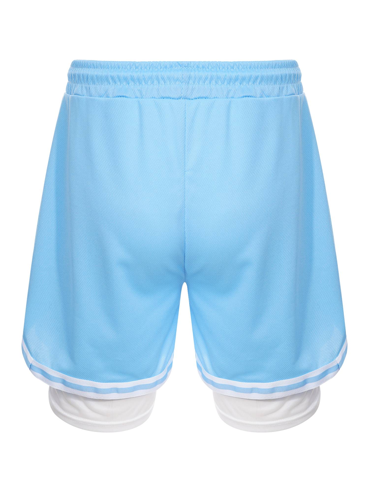 Kids Boys Built-in Leggings Sport Shorts Drawstring Training Shorts