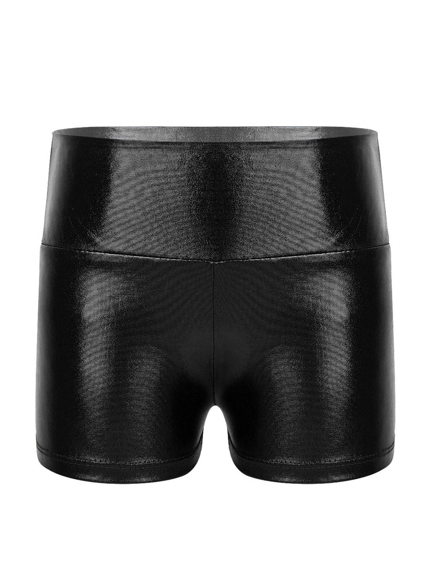 Kids Girls Metallic Shiny High Waist Gymnastic Shorts