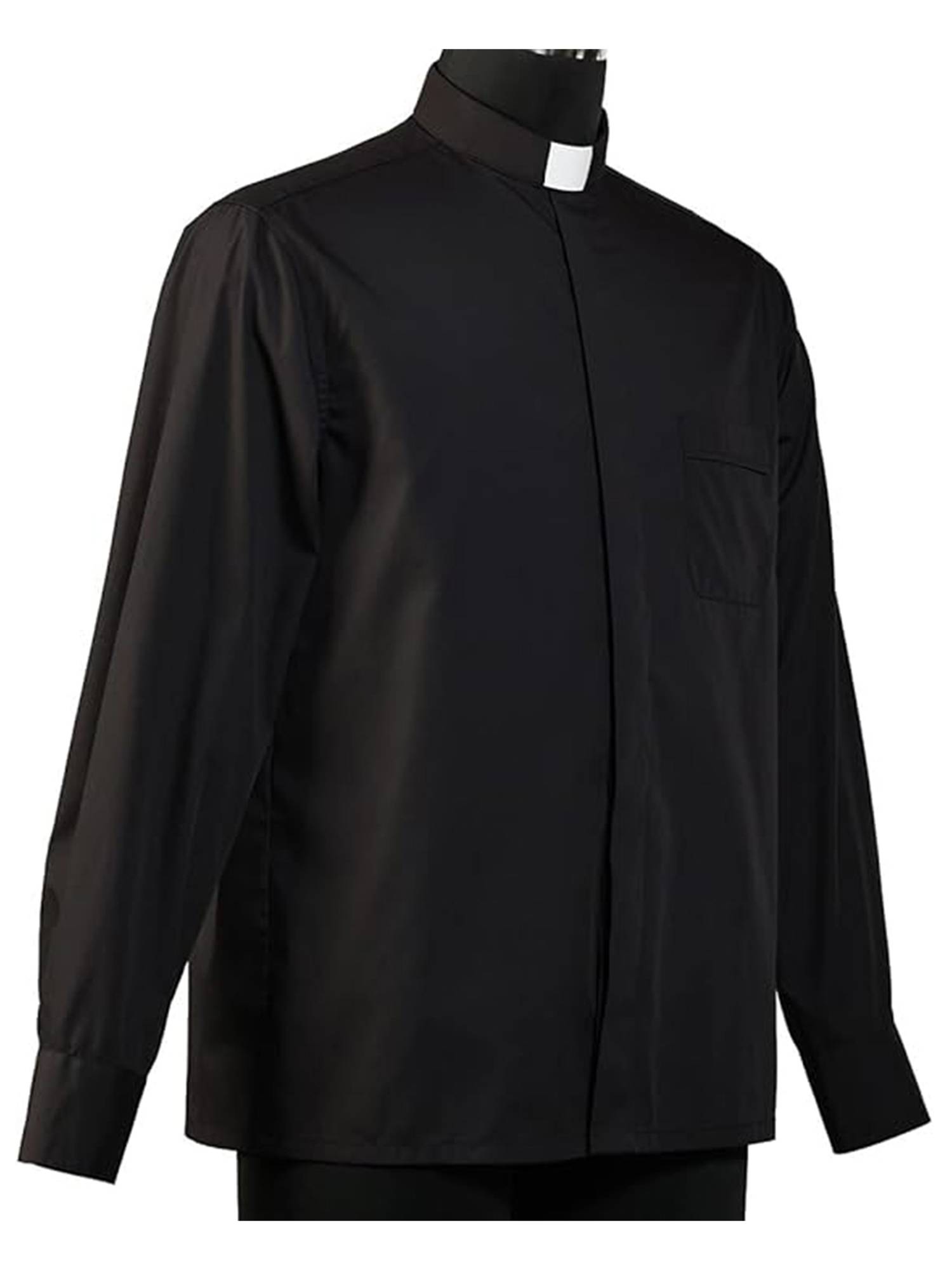 Men Halloween Stand Collar Long Sleeve Preacher Costume Shirt