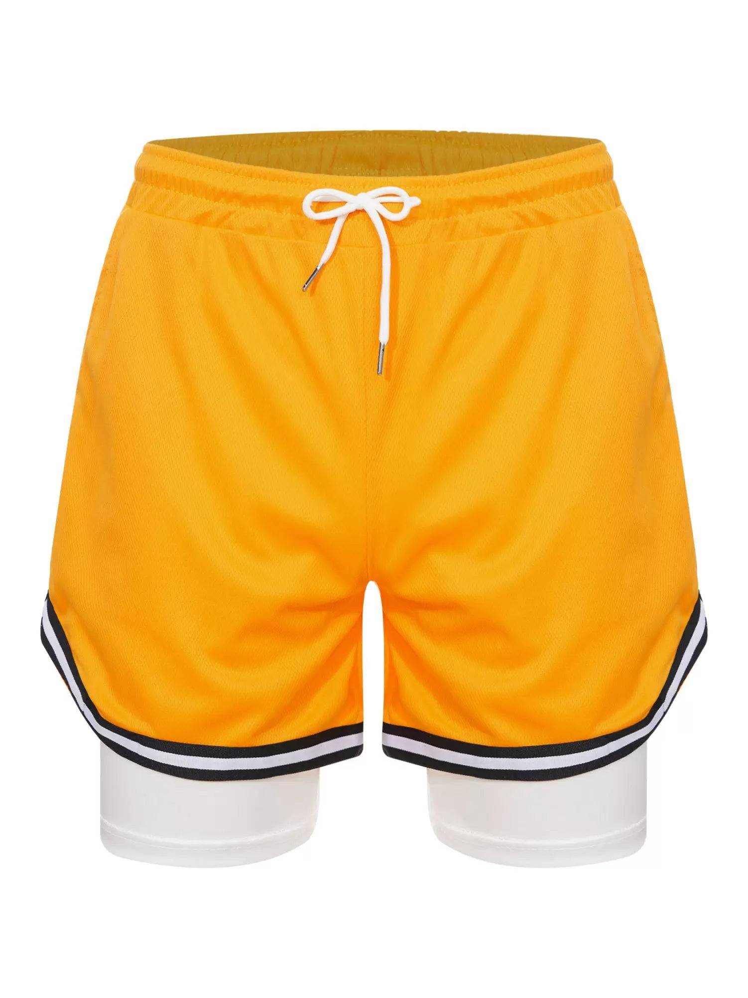Kids Boys Built-in Leggings Sport Shorts Drawstring Training Shorts