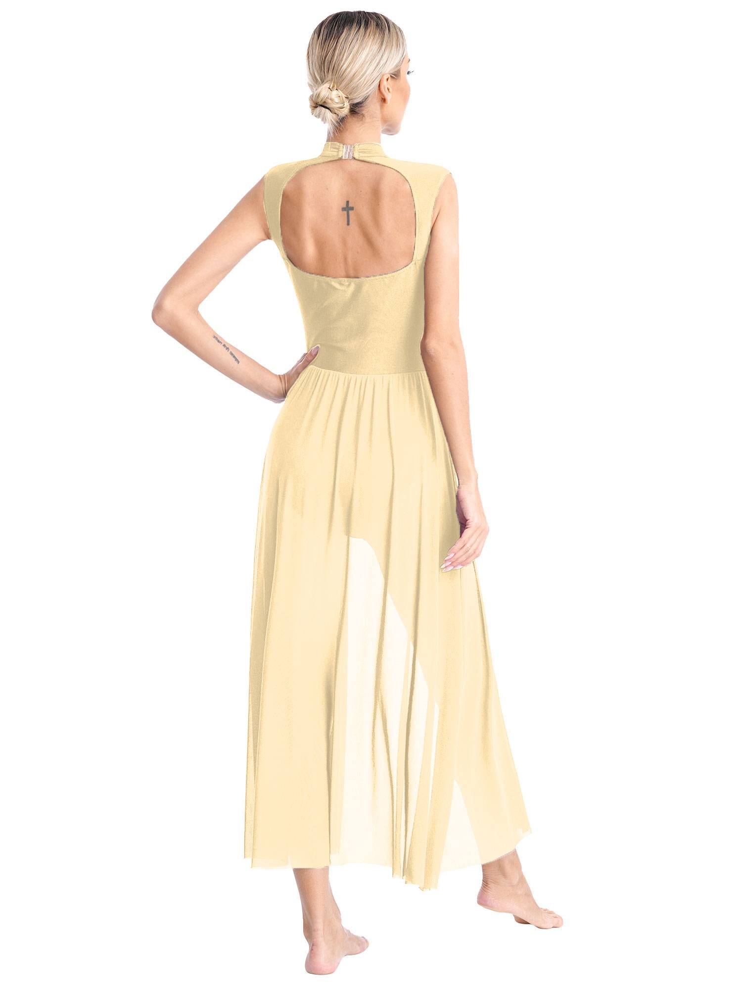 Women Sleeveless Floral Lace Lyrical Dance Leotard Dresses