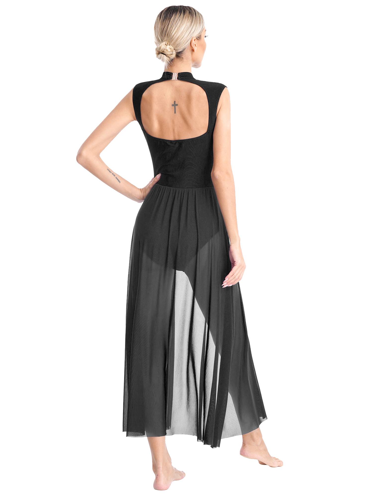 Women Sleeveless Floral Lace Lyrical Dance Leotard Dresses