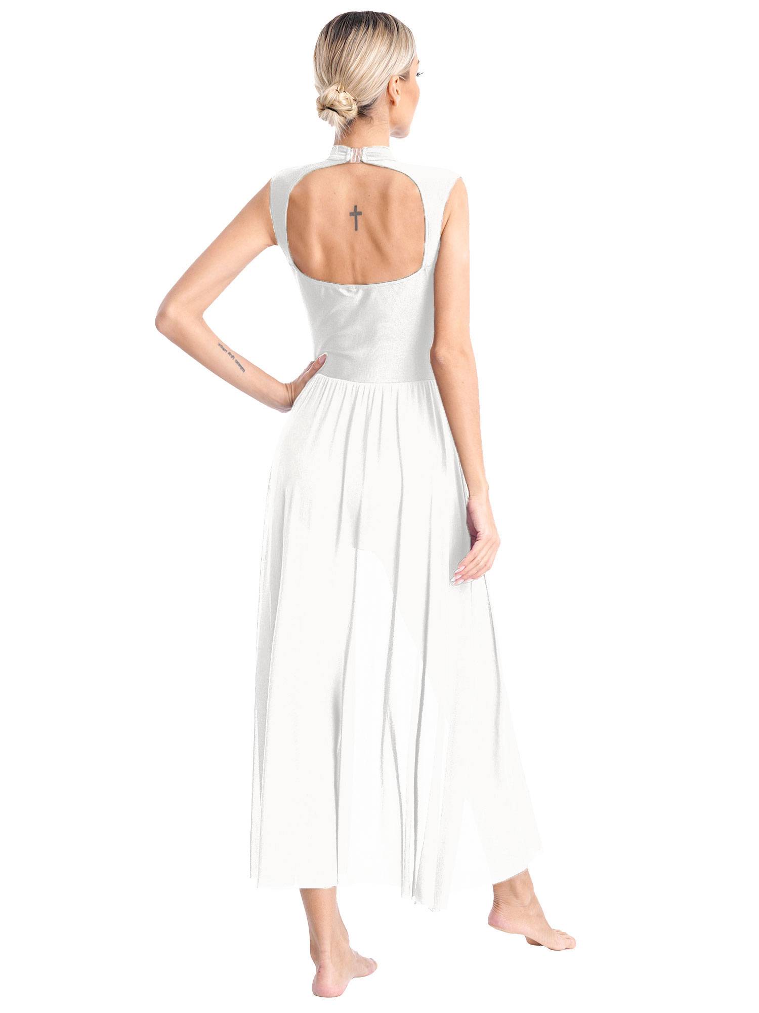 Women Sleeveless Floral Lace Lyrical Dance Leotard Dresses