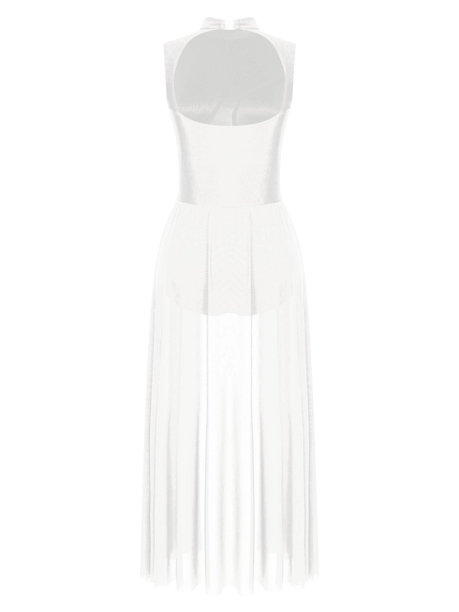 Women Sleeveless Floral Lace Lyrical Dance Leotard Dresses