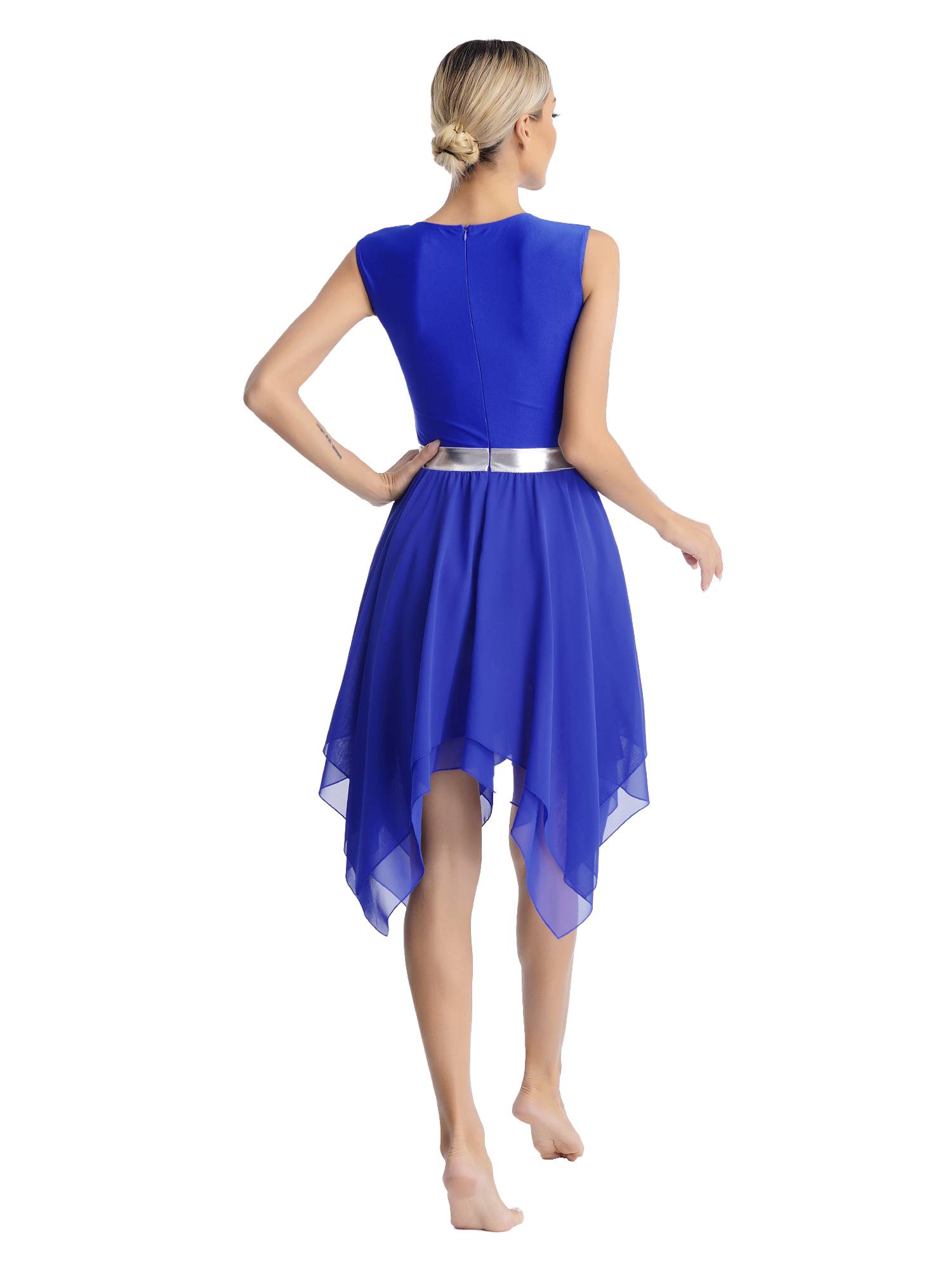 Women Sequins Sleeveless Cross Print Worship Dress