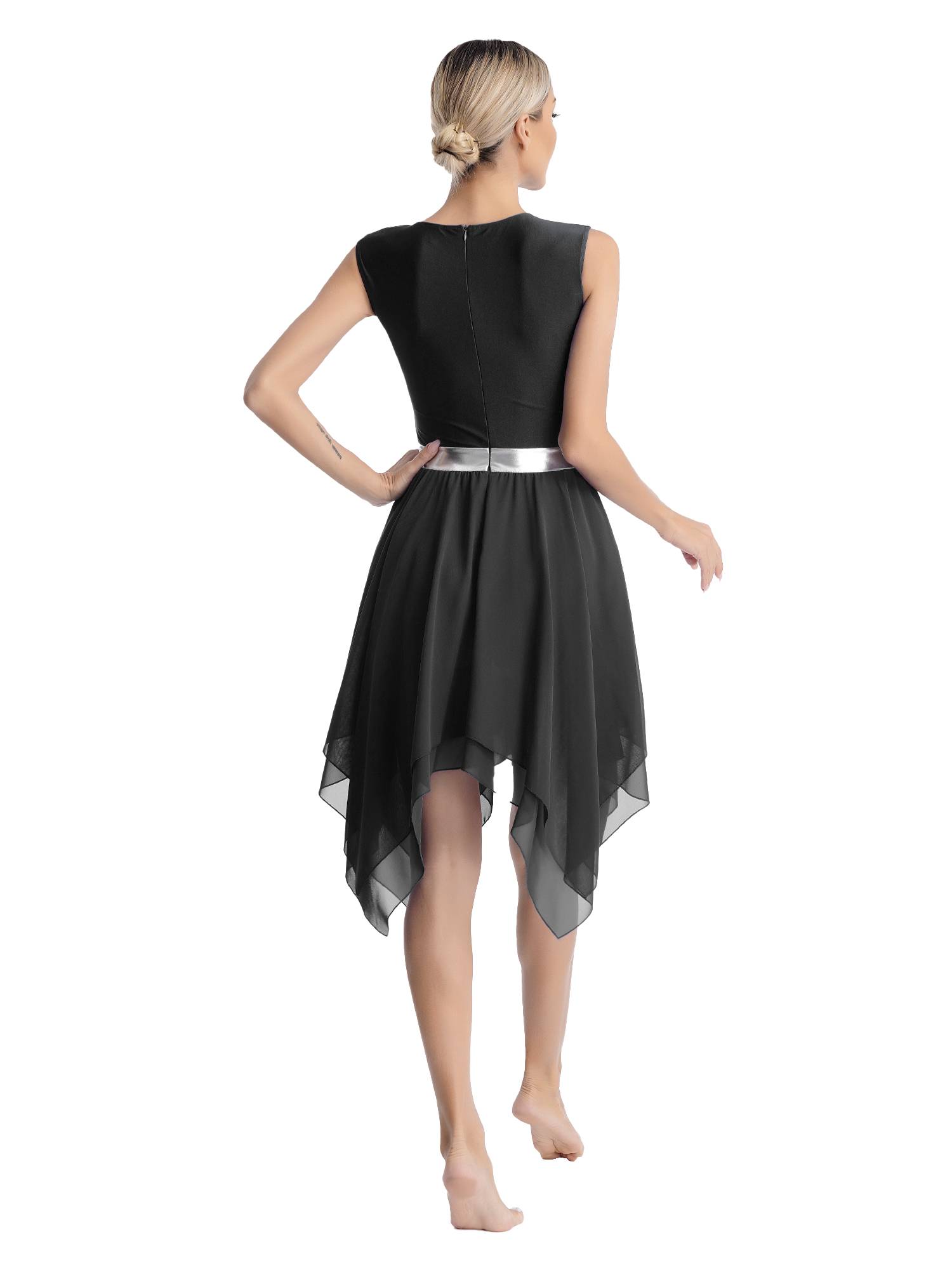 Women Sequins Sleeveless Cross Print Worship Dress