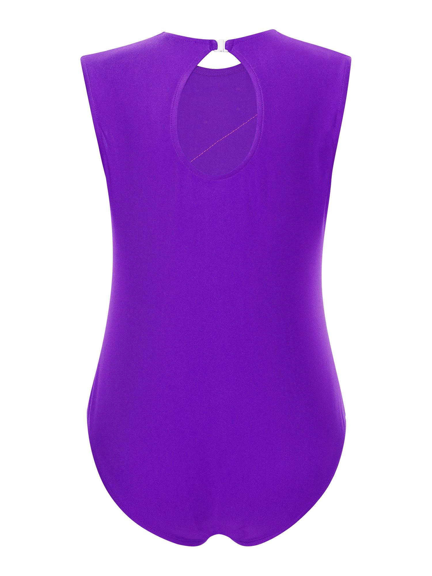 Kids Girls Sleeveless Metallic Shiny Rhinestones Gymnastics Leotard