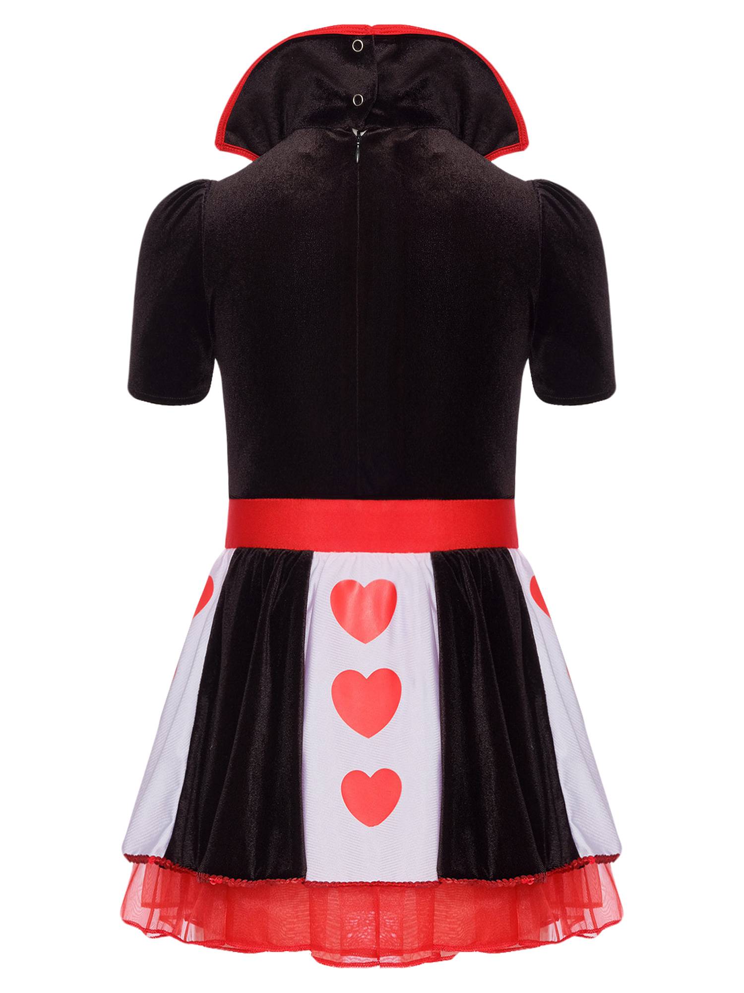 Kids Girls Queen of Heart Costume Short Sleeve Sequins Tutu Dress