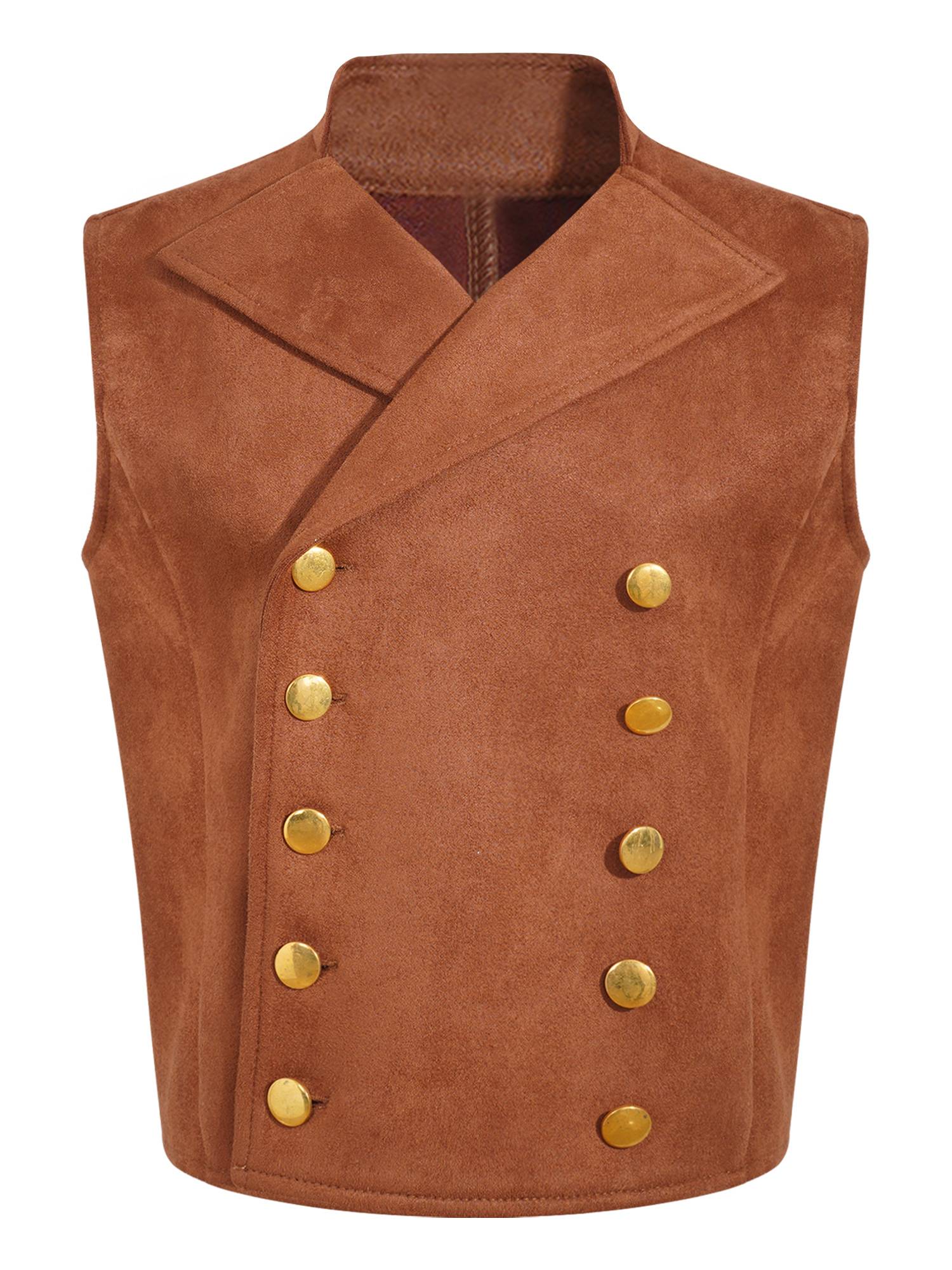 Boys Medieval Vintage Double Breasted Gothic Steampunk Waistcoat