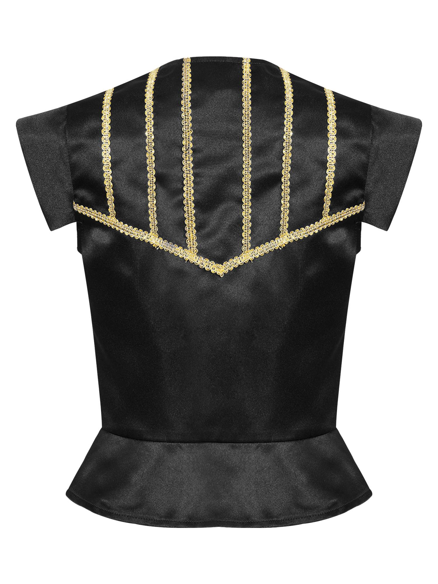 Kids Boys Medieval Renaissance Steampunk Costume Short Sleeve Lace-up Vest